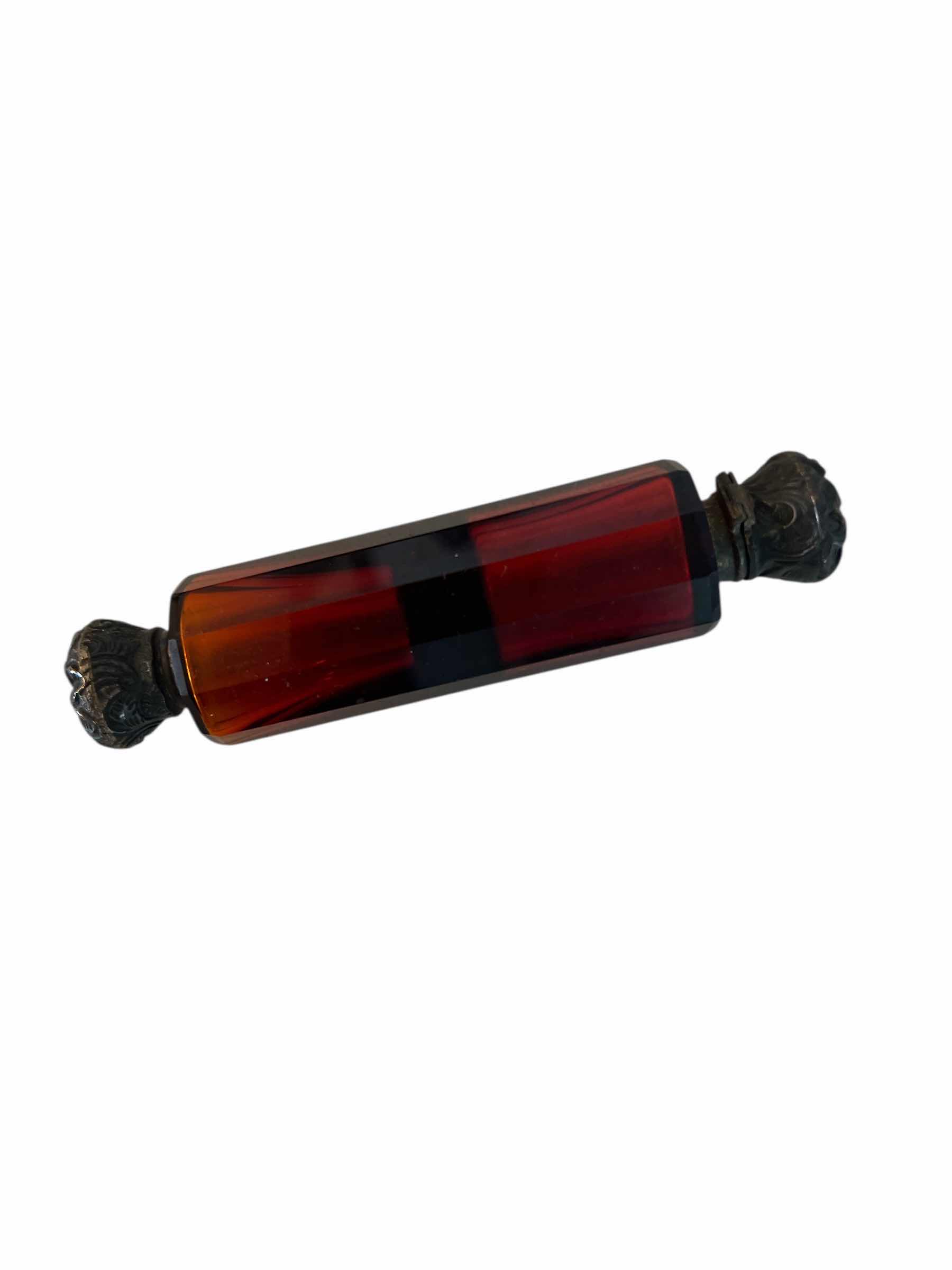Photo 1 of ANTIQUE RUBY DOUBLE
ENDED PERFUME BOTTLE - 5”