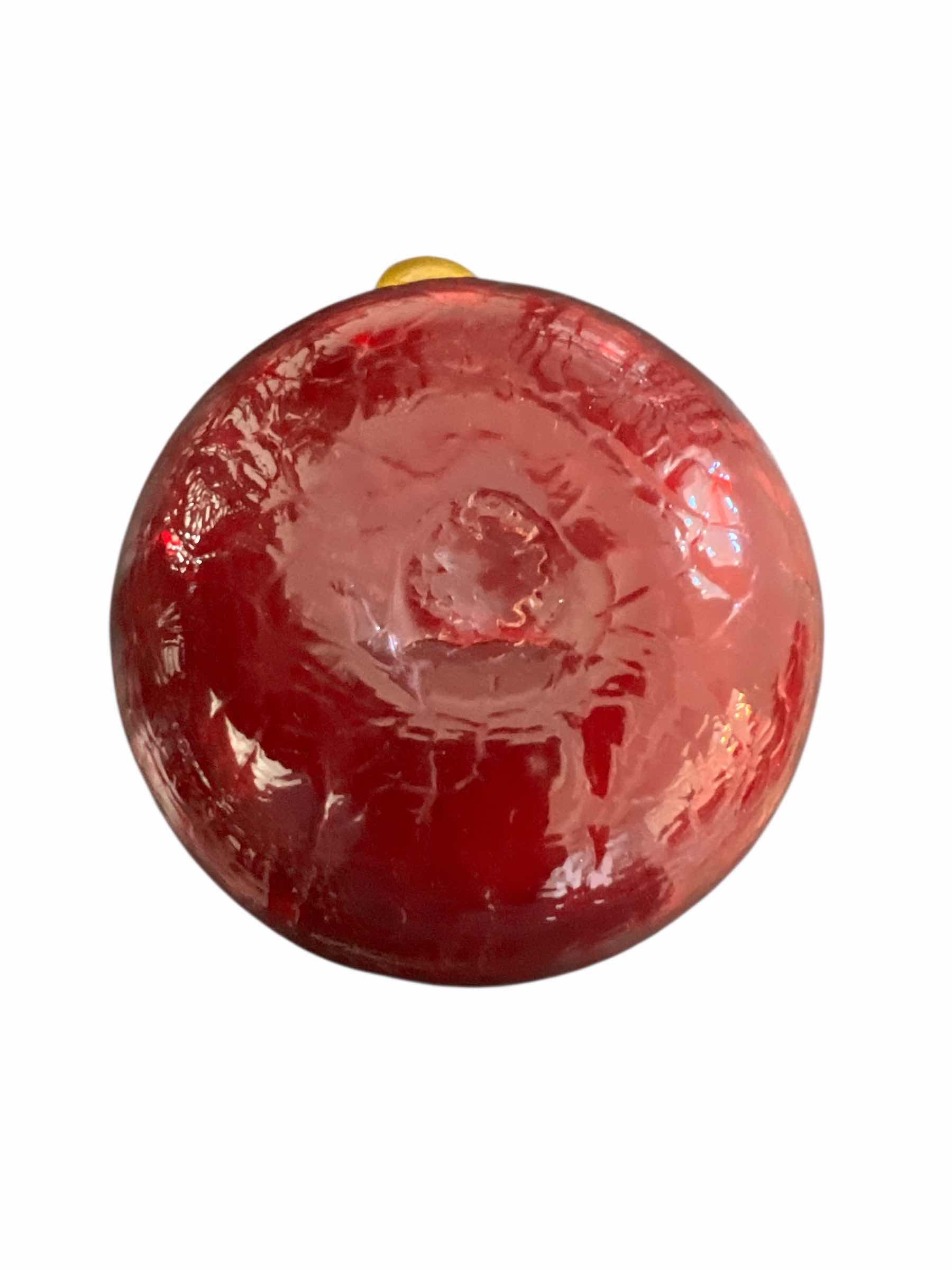 Photo 1 of VINTAGE RED AND AMBER CRACKLE GLASS PITCHER - SMALL