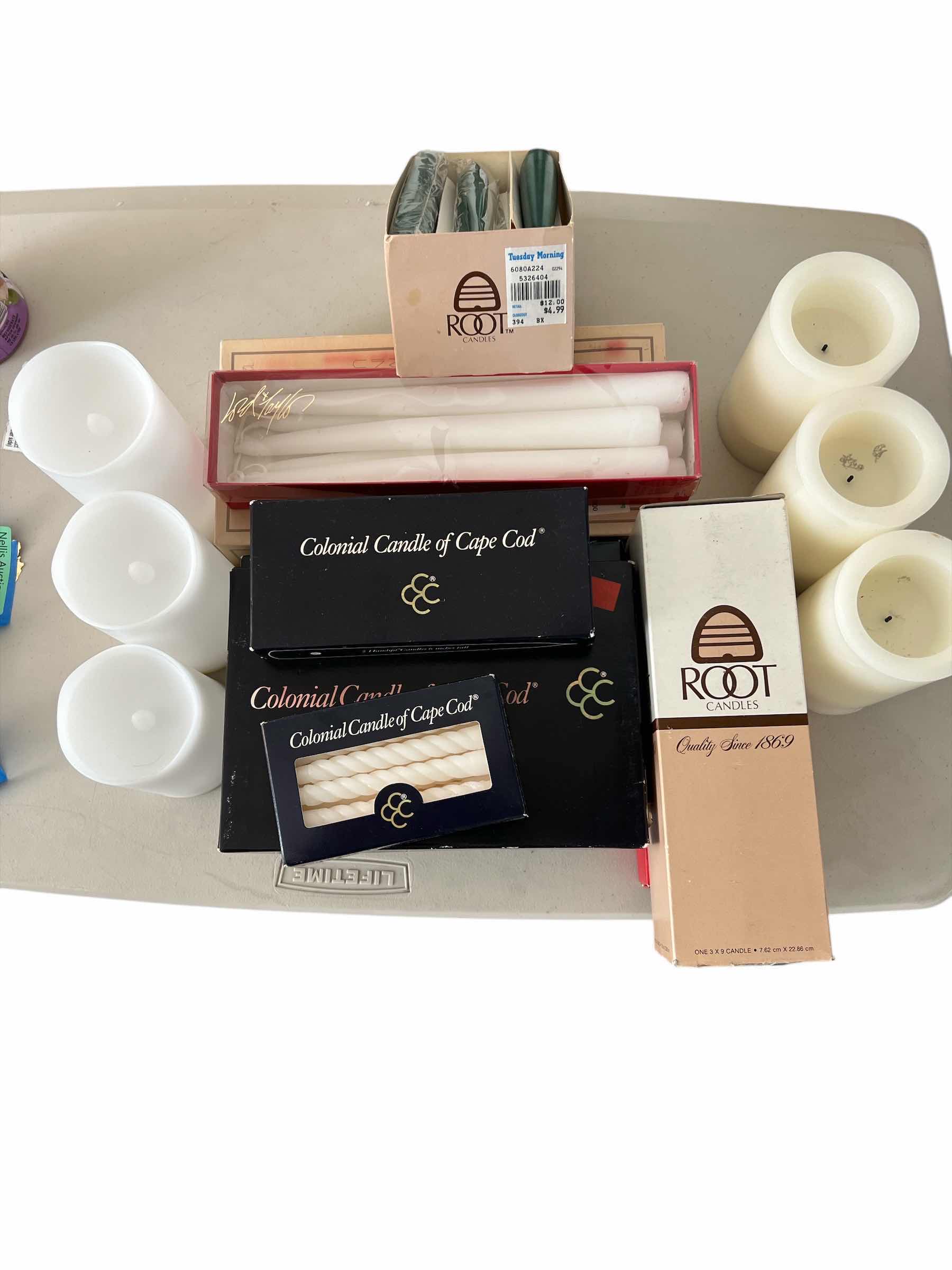 Photo 1 of LOT OF ASSORTED CANDLES ROOTS AND COLONIAL CANDLE OF CAPE COD AND MORE