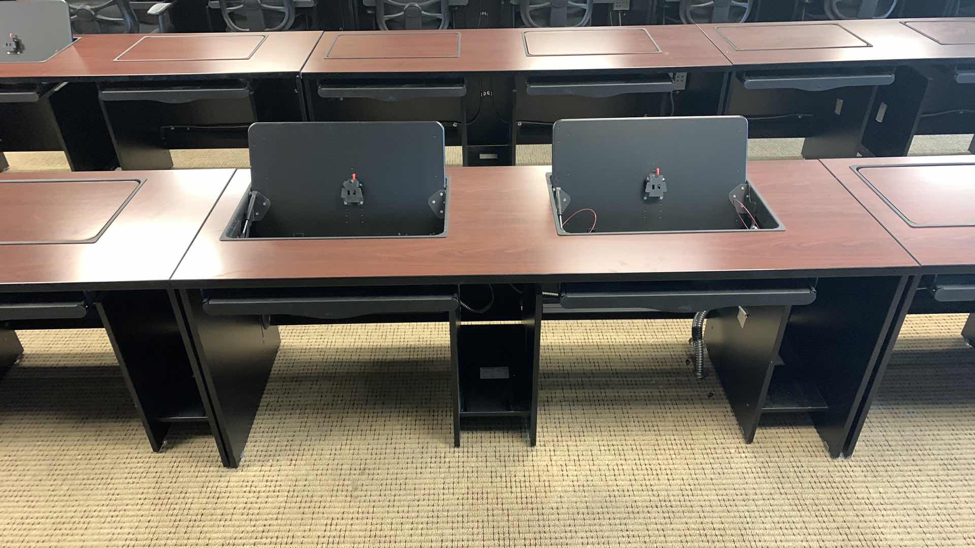 Photo 3 of CBT SMARTDESKS DOUBLE DESK WORKSTATION WITH FLIPIT MONITOR STAND AND KEYBOARD TRAY METAL AND PARTICLE BOARD 78” X 26” H 30”