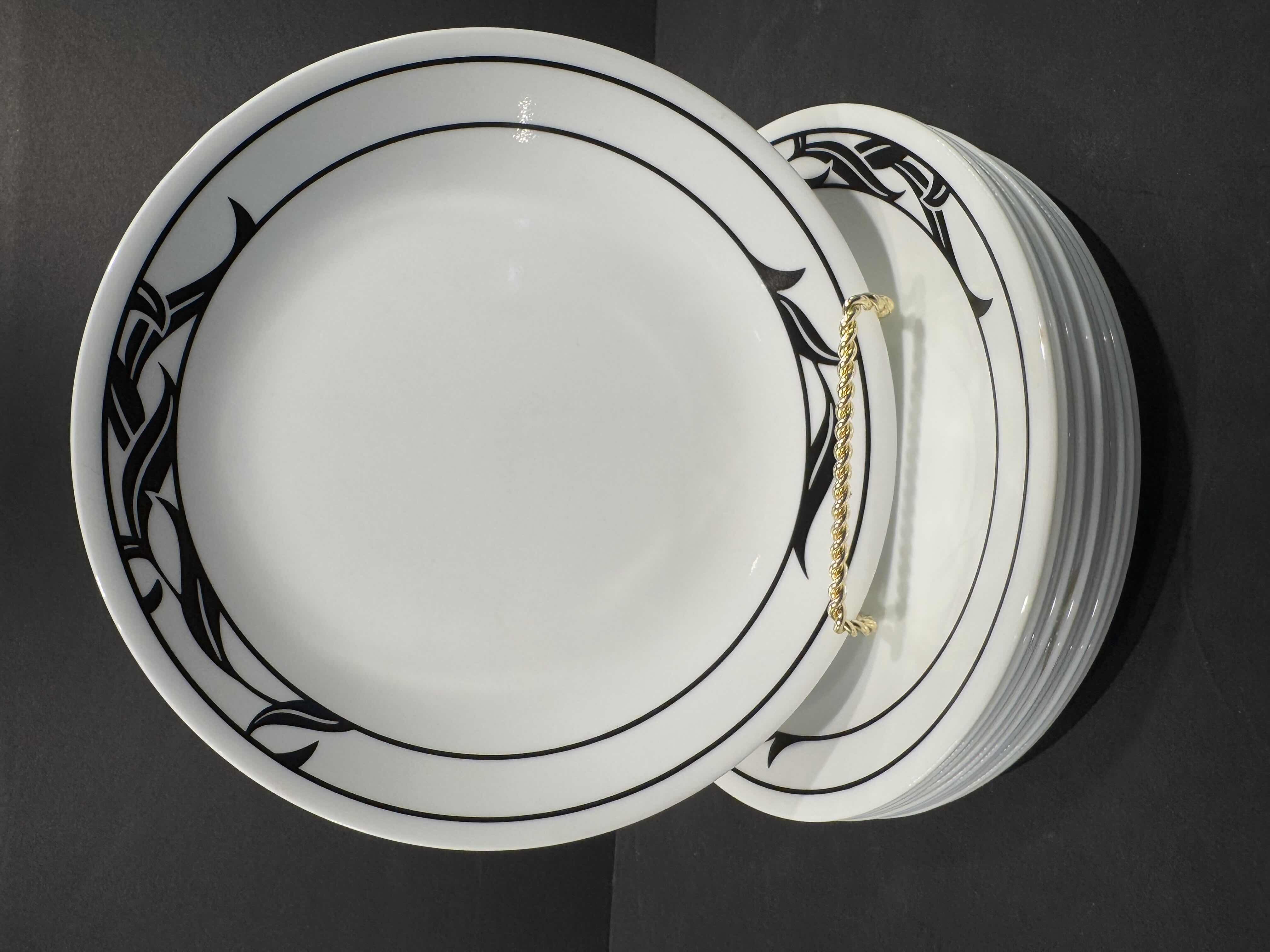 Photo 1 of 12- 8.5” SALAD PLATES, VINTAGE CORELLE LYRICS BALACK AND WHITE DINNERWARE