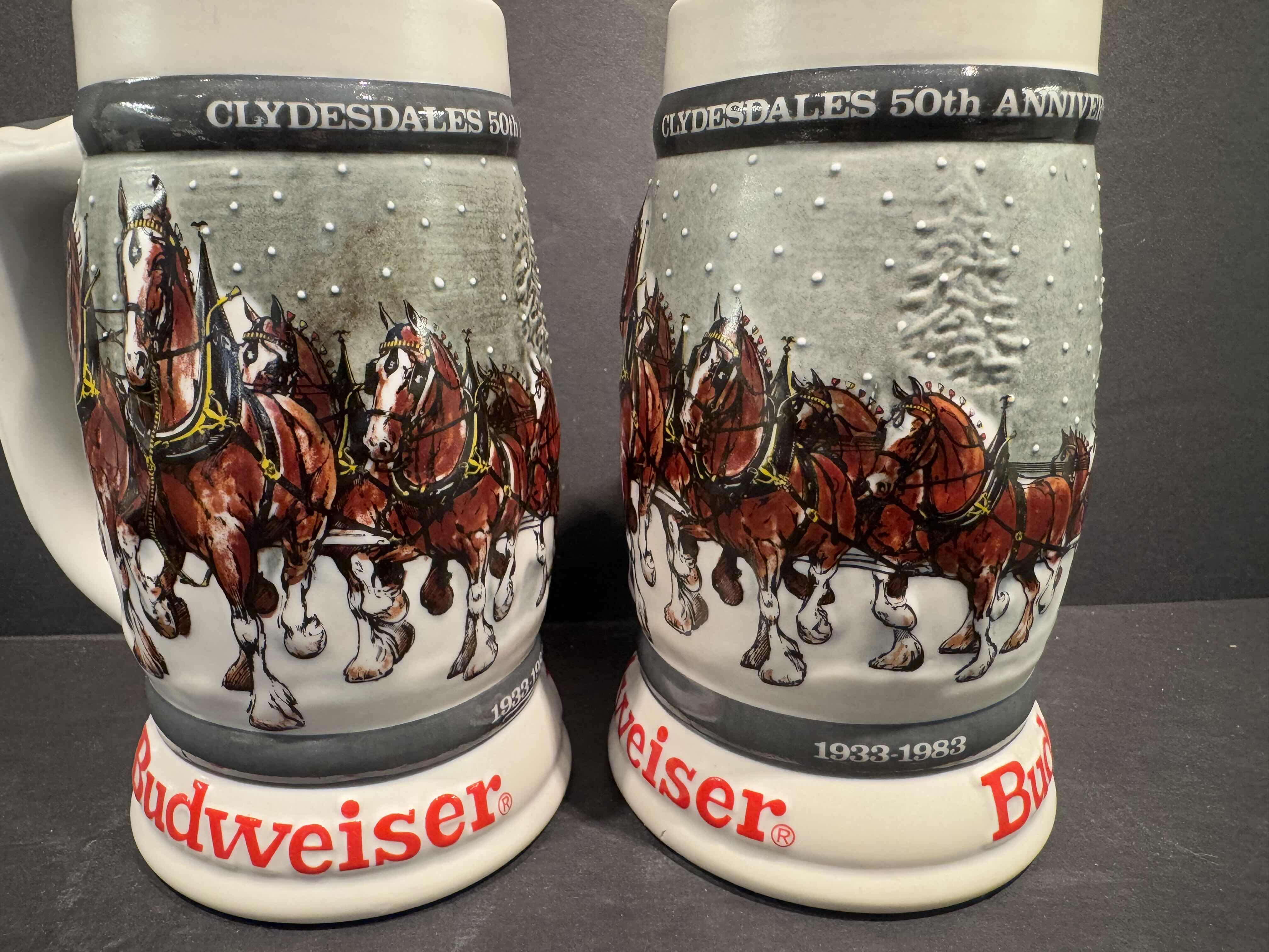 Photo 2 of 2 BUDWEISER CLYDESDALE 50th ANNIVERSARY 1933-1983 BEER STEINS