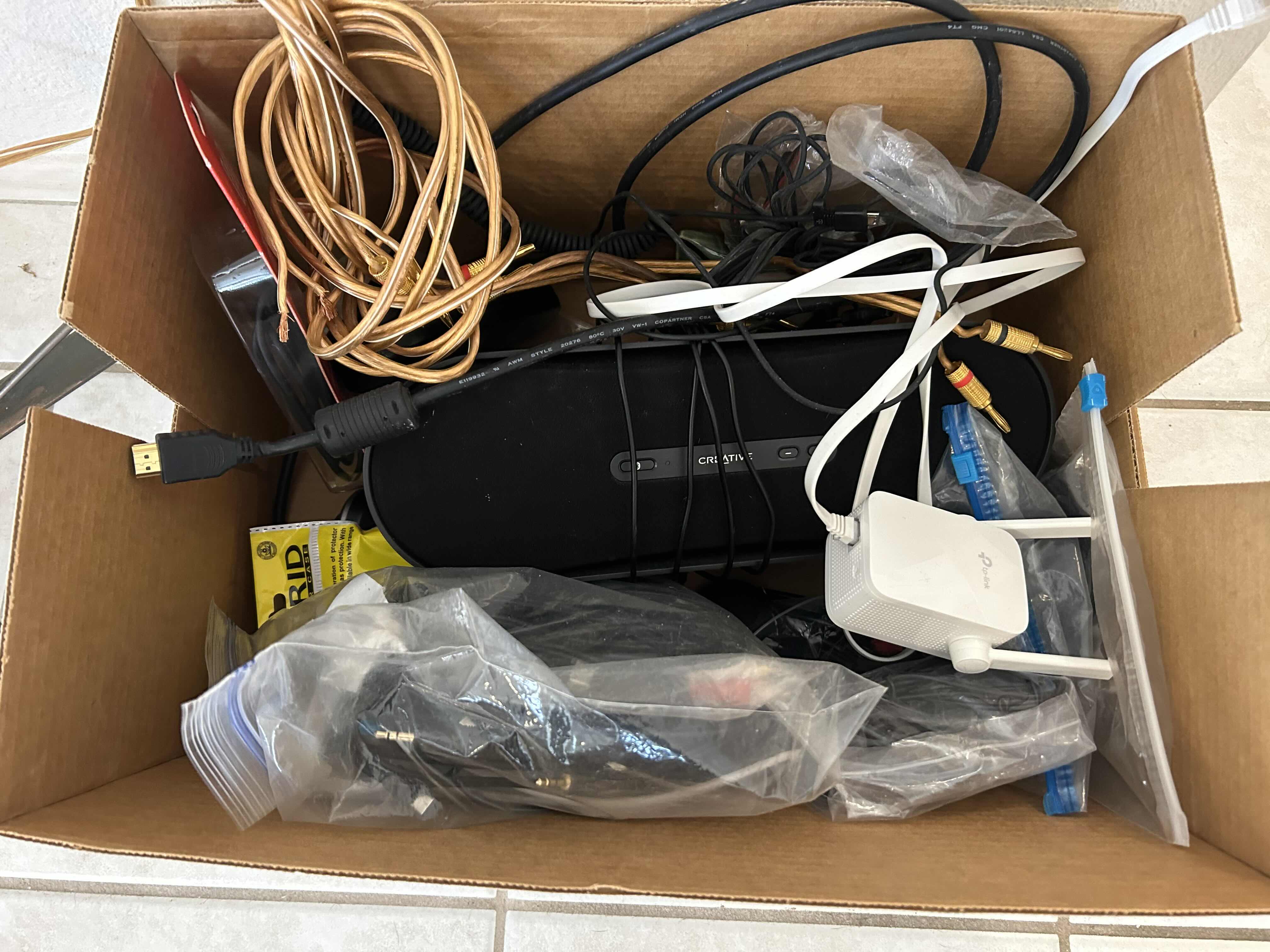 Photo 1 of BOX OF VARIOUS ELECTRONIC CORDS