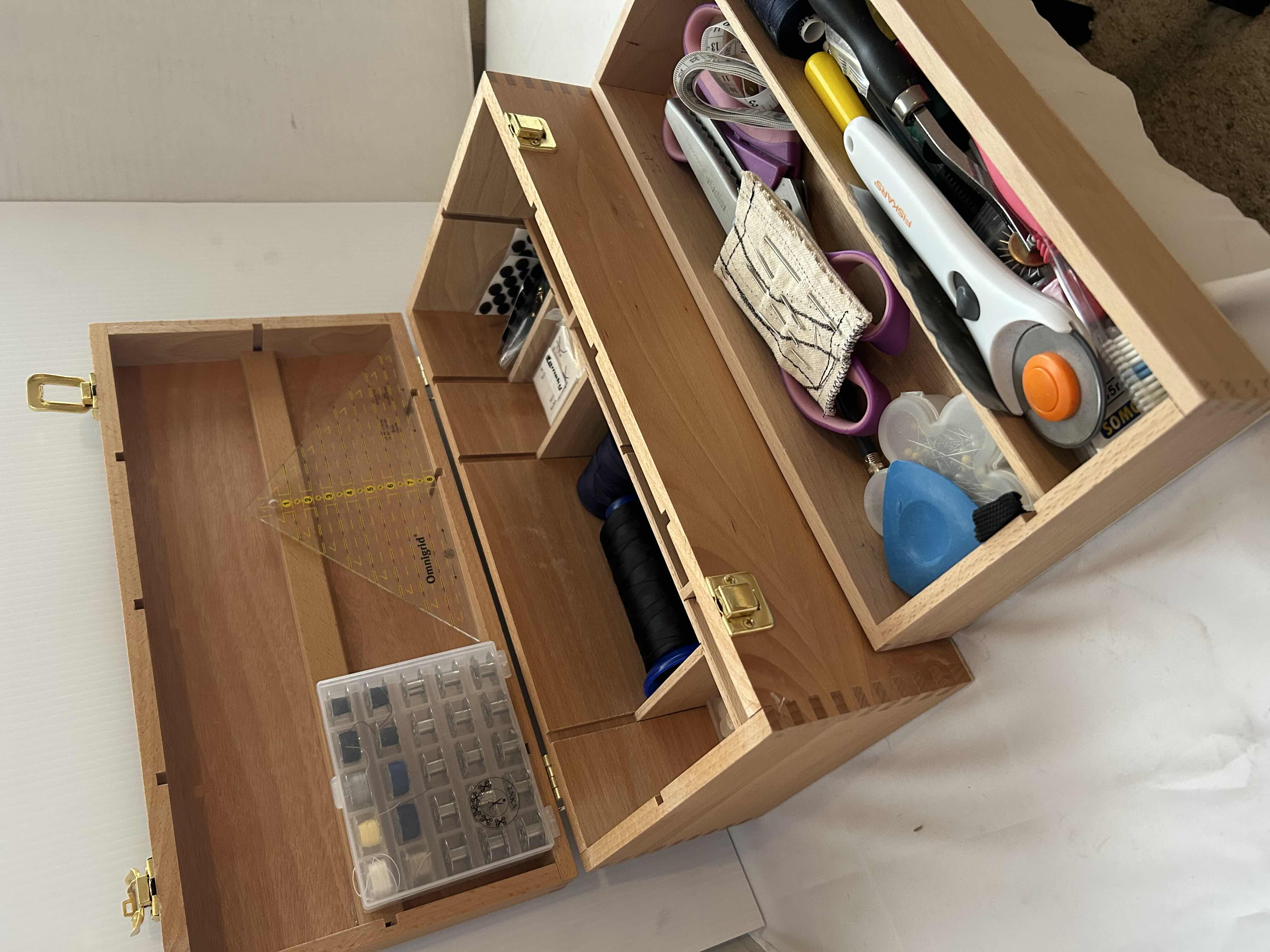 Photo 4 of WOOD SEWING BOX WITH TOOLS