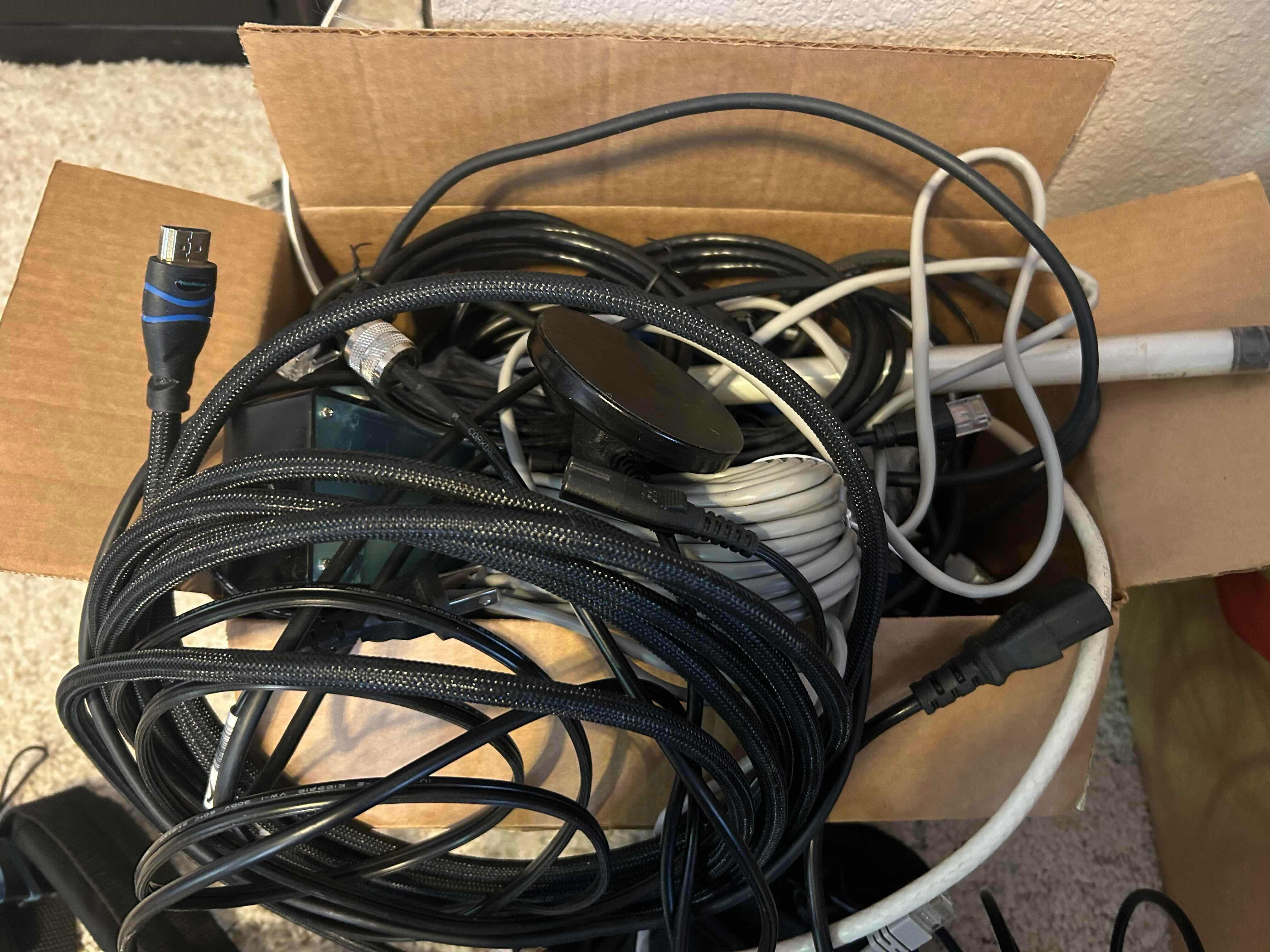 Photo 1 of BOX OF ELECTRONIC CORDS