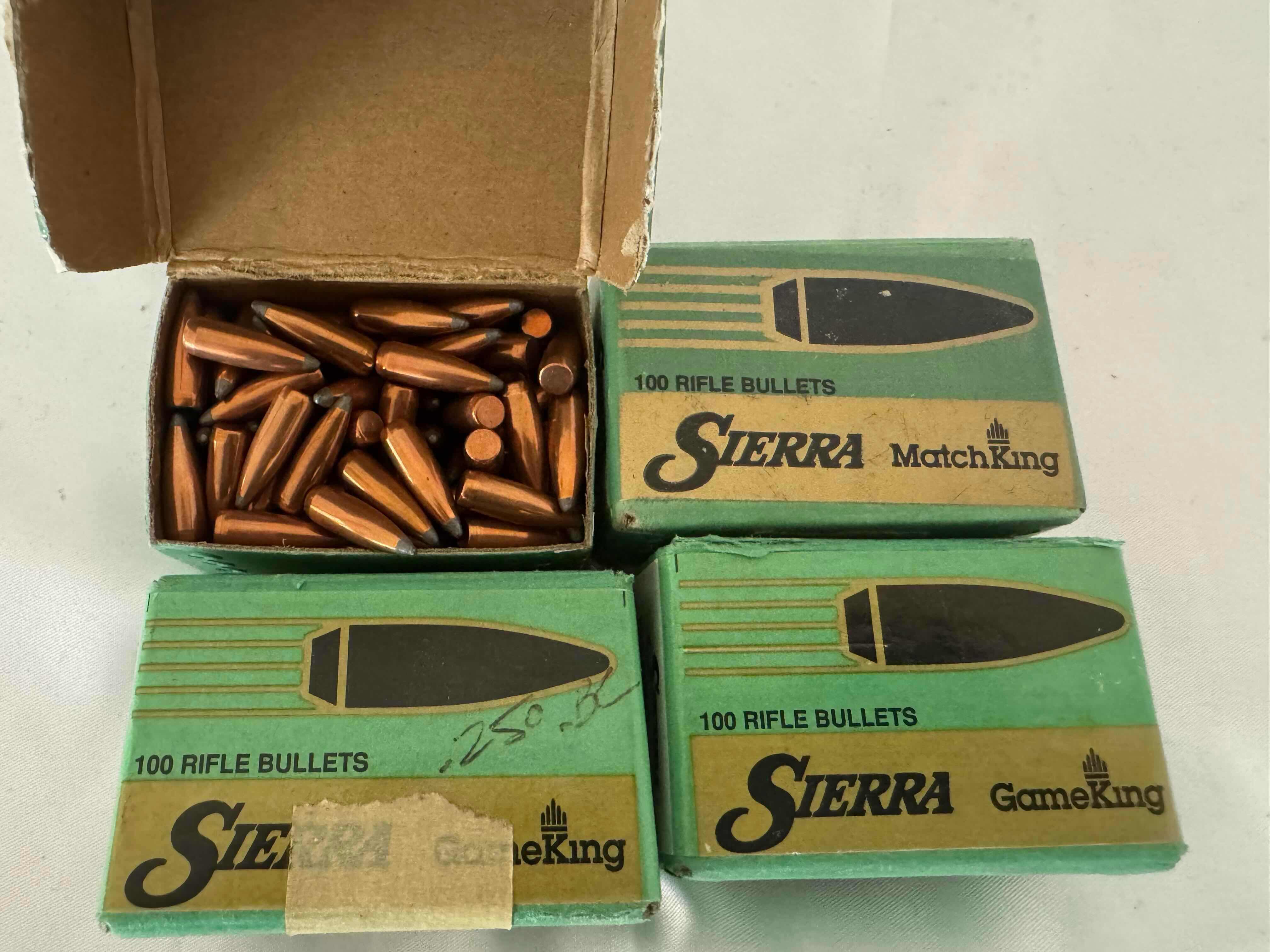 Photo 1 of 4 BOXES OF SIERRA RIFLE BULLETS. 100 PER BOX