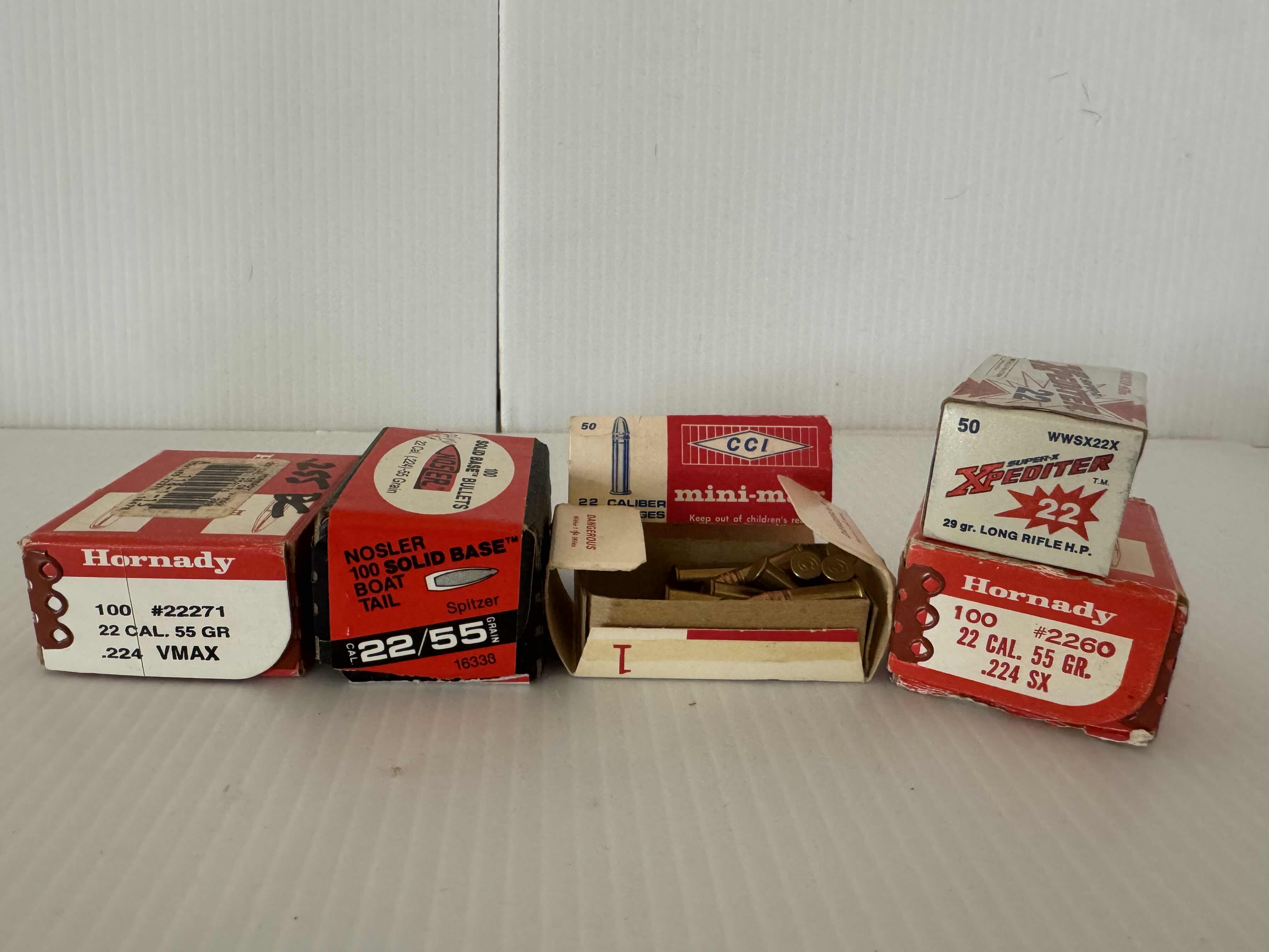 Photo 1 of 5 BOXES OF 22 CALIBER 55 GRAIN AMMUNITION-BULLET ACCESSORIES-FIREARM/GUN AMMO.