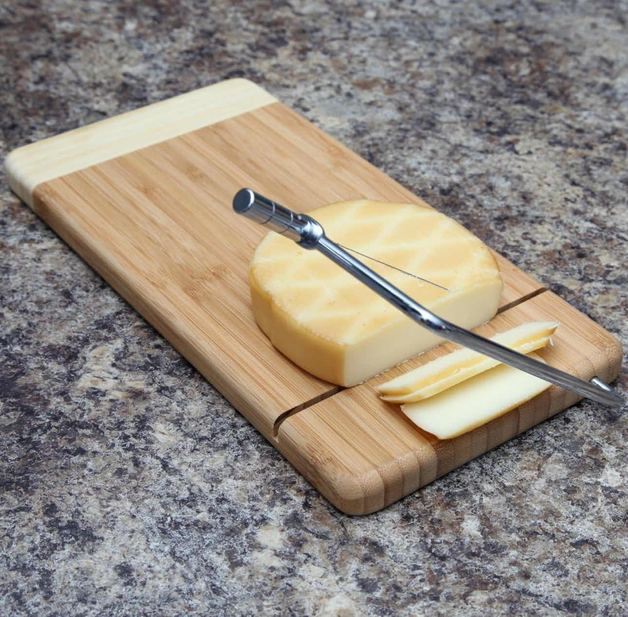 Photo 3 of BRAND NEW CASE OF HOME-X - BAMBOO CHEESE CUTTING BOARD WITH STAINLESS STEEL WIRE CHEESE SLICER