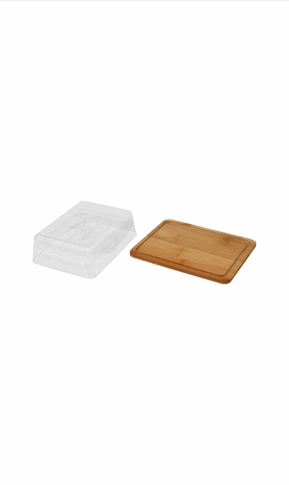 Photo 2 of BRAND NEW SET OF BAMBOO CUTTING BOARD SERVING TRAY WITH CLEAR ACRYLIC COVER - HOME X