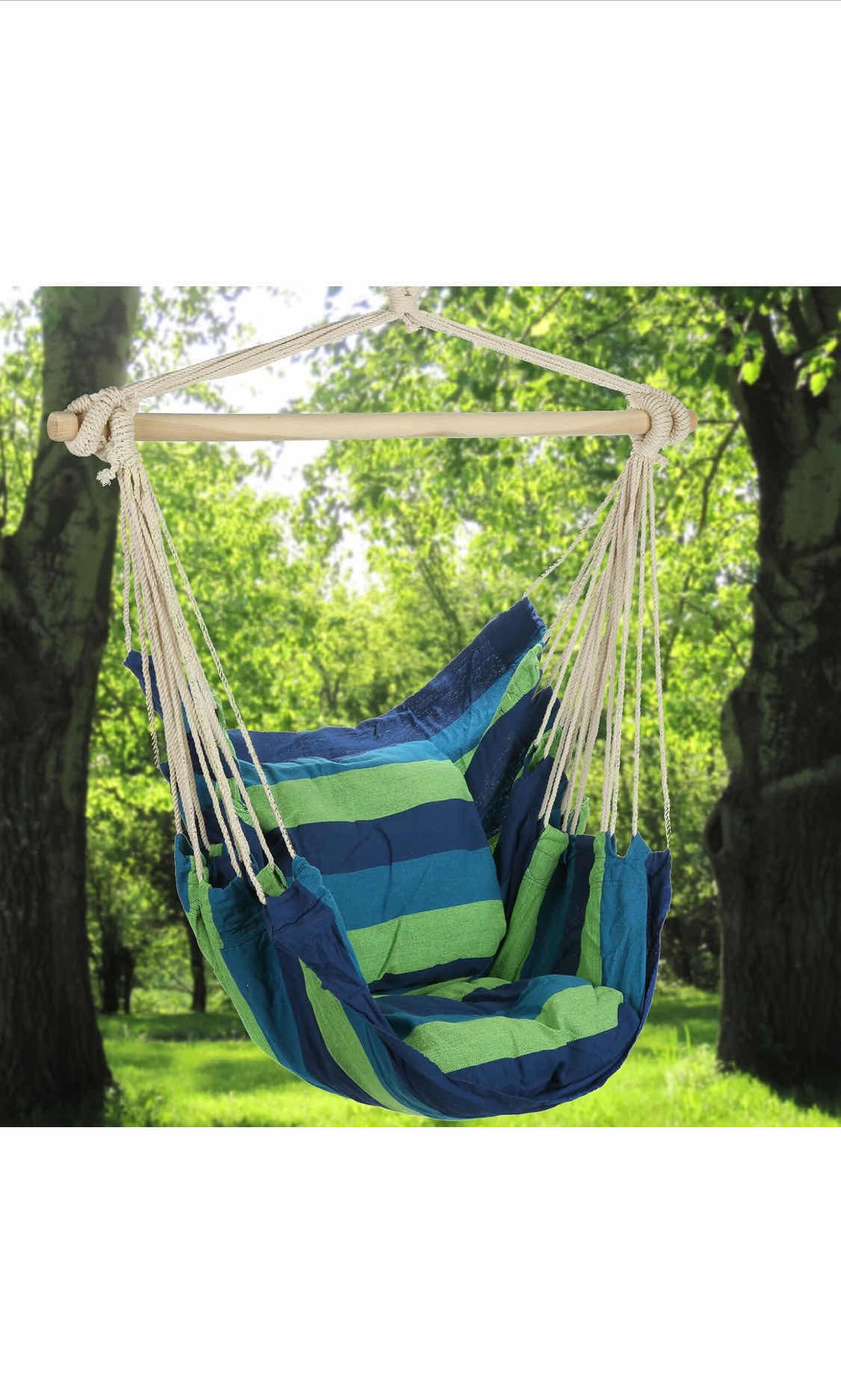 Photo 2 of BRAND NEW SET OF ARAD BLUE & GREEN HANING ROPE HAMMOCK CHAIR SWING MAX. 265 LBS