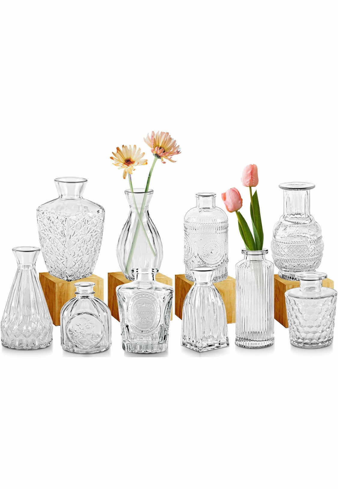 Photo 1 of BRAND NEW ADORA HOMES 10 GLASS FLOWER VASES,SMALL VASES FOR CENTERPIECES, CLEAR