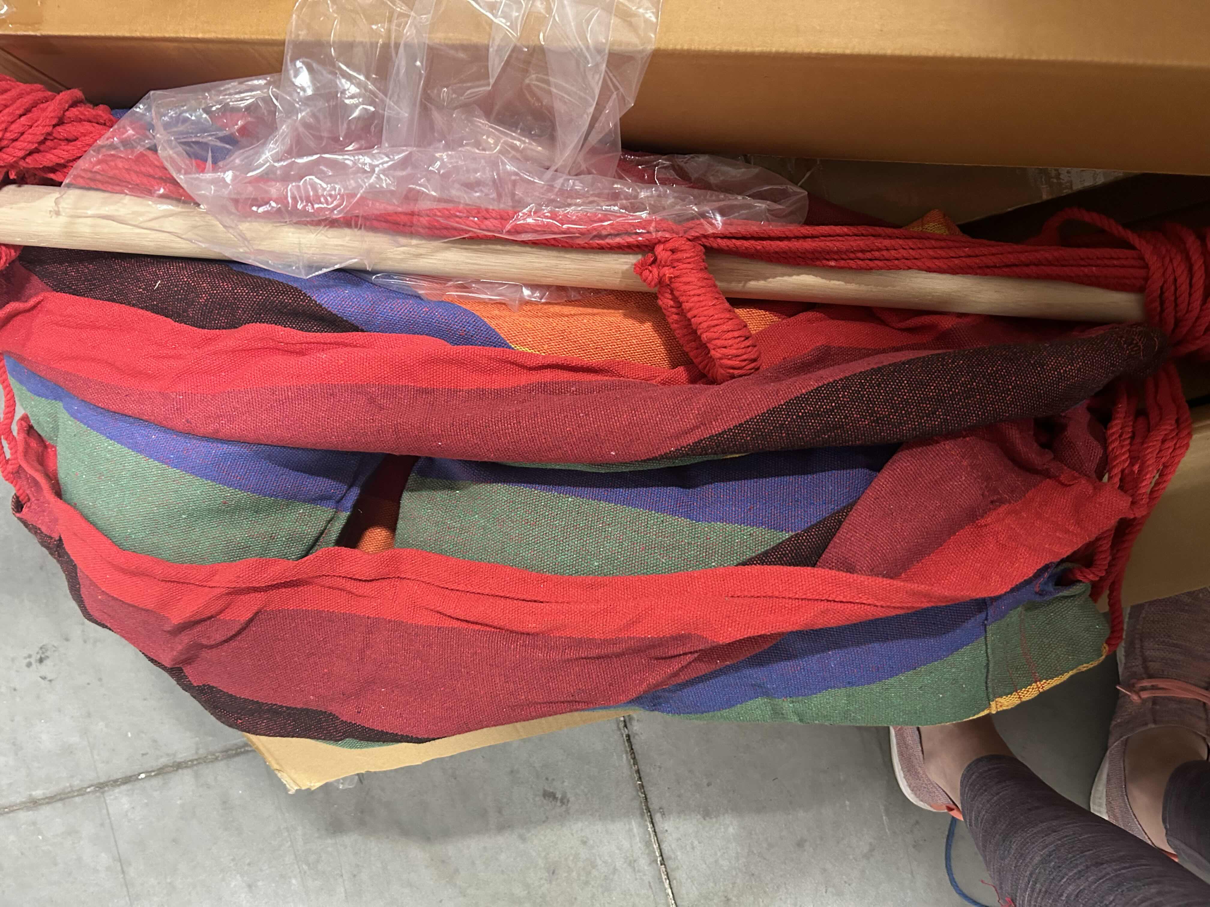 Photo 8 of  DONE! 19-36 Colorful red hammock with two pillows, 35 lots altogether nine boxes
195001 – 195036