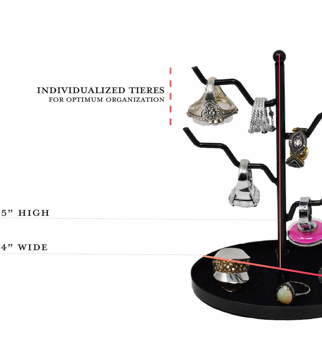 Photo 3 of BRAND NEW CASE OF ARAD 5" BLACK RING HOLDER ORGANIZER WITH 4 TWISTY STURDY BRANCHES