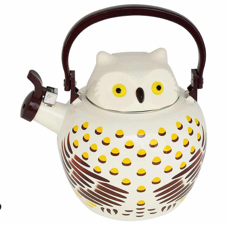 Photo 1 of BRAND NEW-HOME-X-DECORATIVE OWL, WHISTLING TEA POT. KITCHEN DECOR. 1.9 QT. 7.9” X 7.1” H. WHITE.