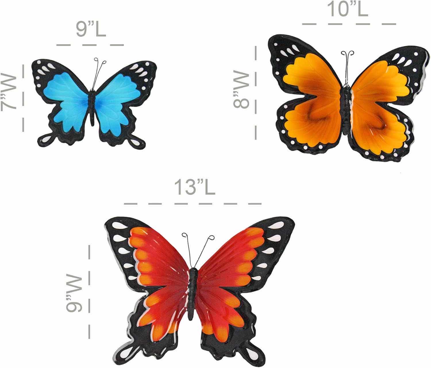 Photo 3 of METAL BUTTERFLY WALL ART-SET OF 3, INDOOR/OUTDOOR