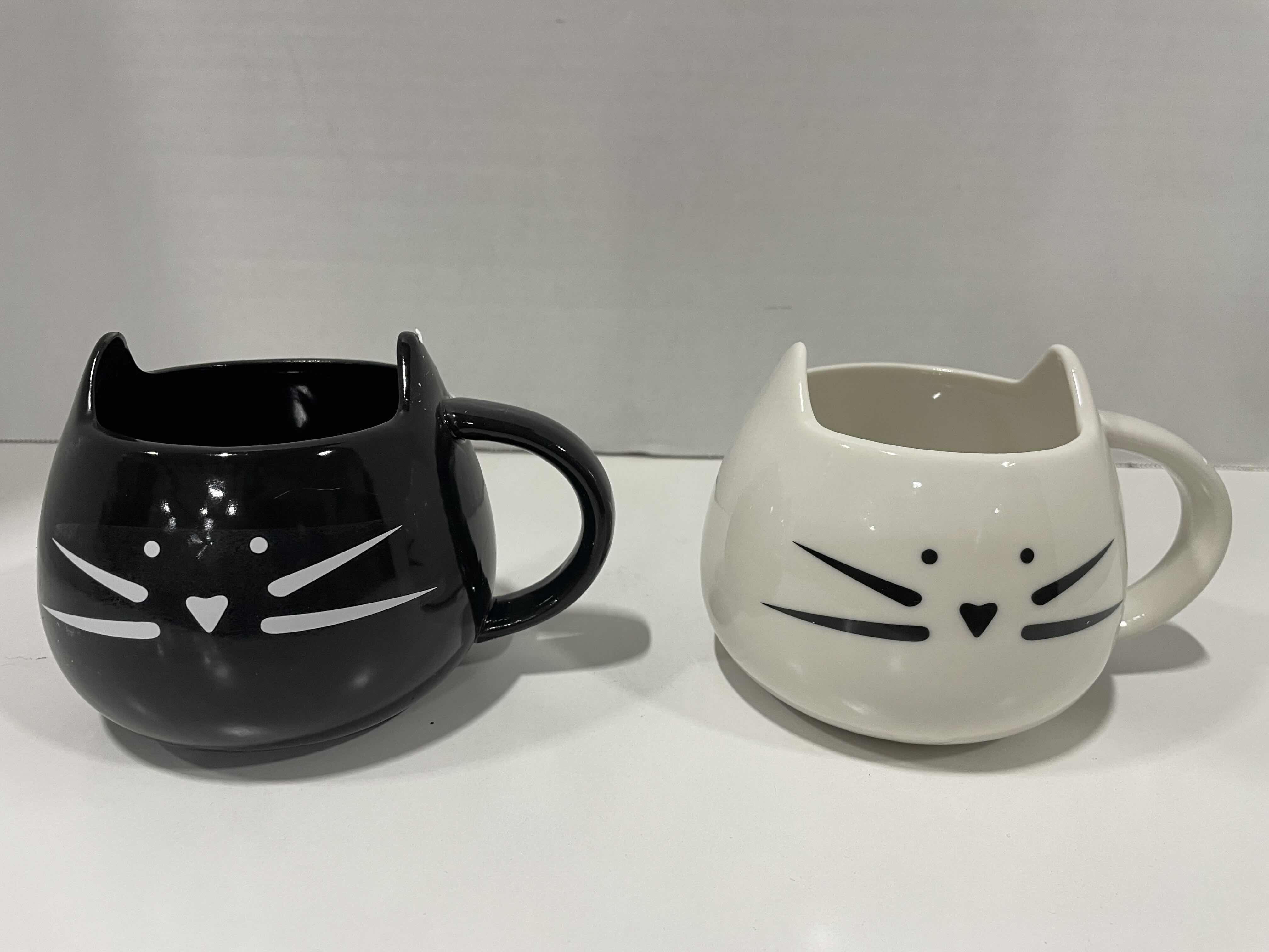 Photo 1 of SET OF 2 CERAMIC CAT MUGS 12OZ