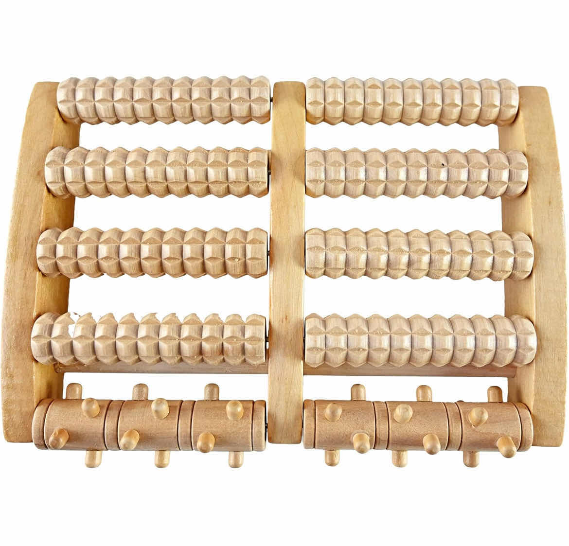 Photo 1 of HOME-X ROLLER FOOT MASSAGE, WOODEN MASSAGE ROLLER TO RELIEVE FOOT PAIN, PLANTAR FASCIITIS, AND HEEL AND ARCH PAIN, FIVE ROLLER BARS, 10 ¾” L X 7 ¼” W X 2" H, NATURAL