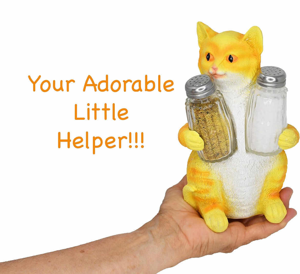 Photo 2 of DECORATIVE ORANGE TABBY KITTY CAT SALT PEPPER HOLDER SET FIGURINE PET STATUE SCULPTURE KITTEN KITCHEN TABLE DECORATION GIFT FOR CAT OWNER - HOME-X