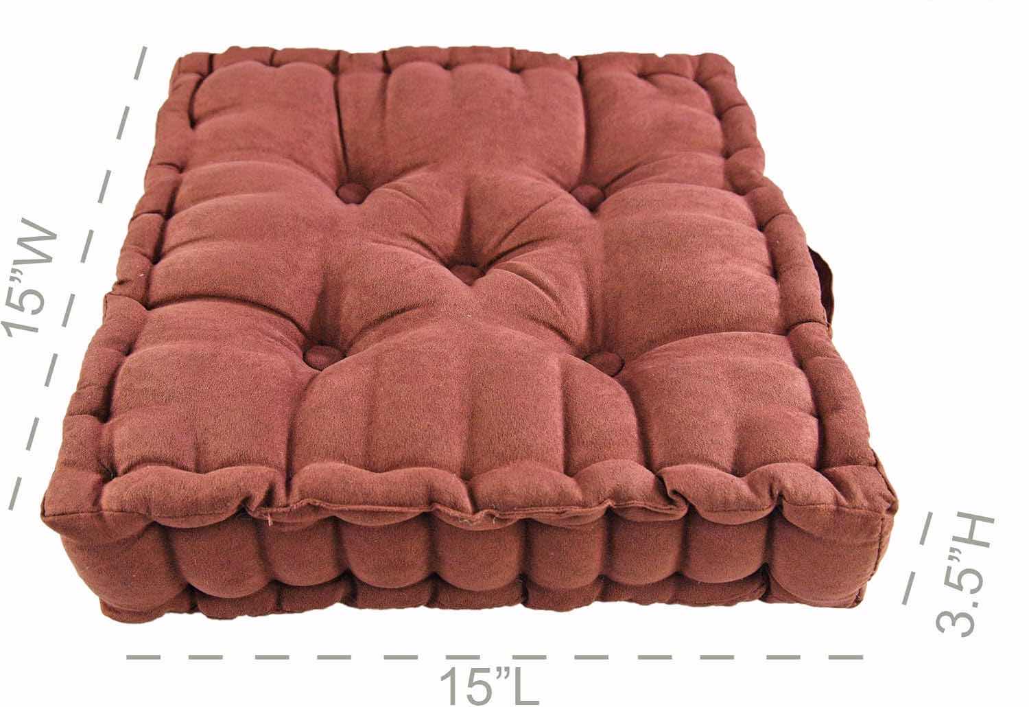 Photo 3 of TUFTED BOOSTER CUSHION, THICK SQUARE SEAT PAD WITH CARRYING HANDLE – BROWN 15” L X 15” W X 3 ½” H