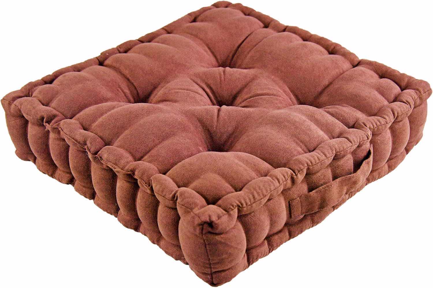 Photo 1 of TUFTED BOOSTER CUSHION, THICK SQUARE SEAT PAD WITH CARRYING HANDLE – BROWN 15” L X 15” W X 3 ½” H