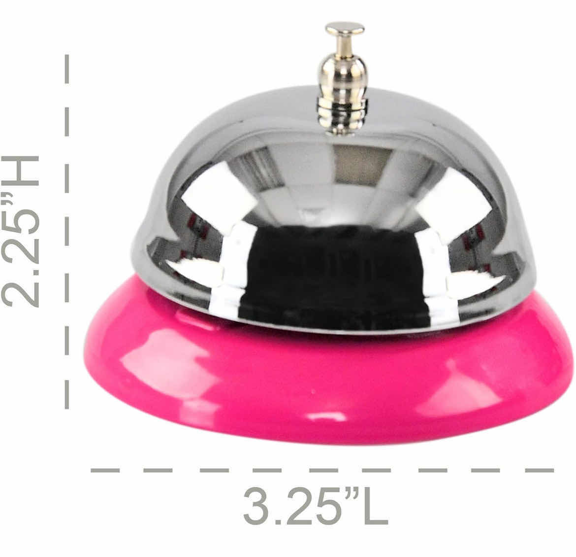 Photo 3 of CASE OF 60 HOME-X SILVER CALL BELL WITH PINK BASE RECEPTION DESK COUNTER BELL 3 ¼” D x 2 ¼” H