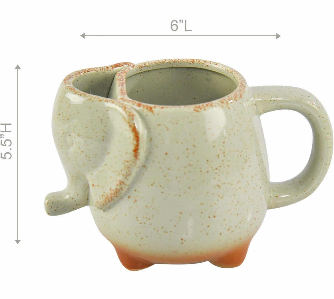 Photo 4 of CASE OF 24 HOME-X ELEPHANT COFFEE/TEA CUP/MUG 16OZ CAPACITY WEATHERED GREEN 6 ¼” L x 4" W x 3" H