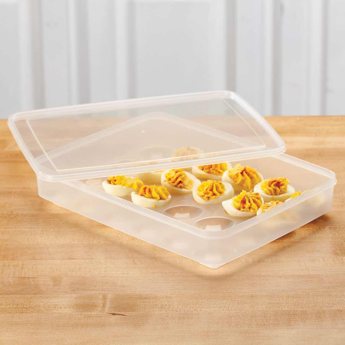 Photo 1 of CASE OF 18 HOME-X DEVILED EGG TRAY CONTAINER CARRIER WITH LID 12" L x 8 1/2" W x 2 1/2" H