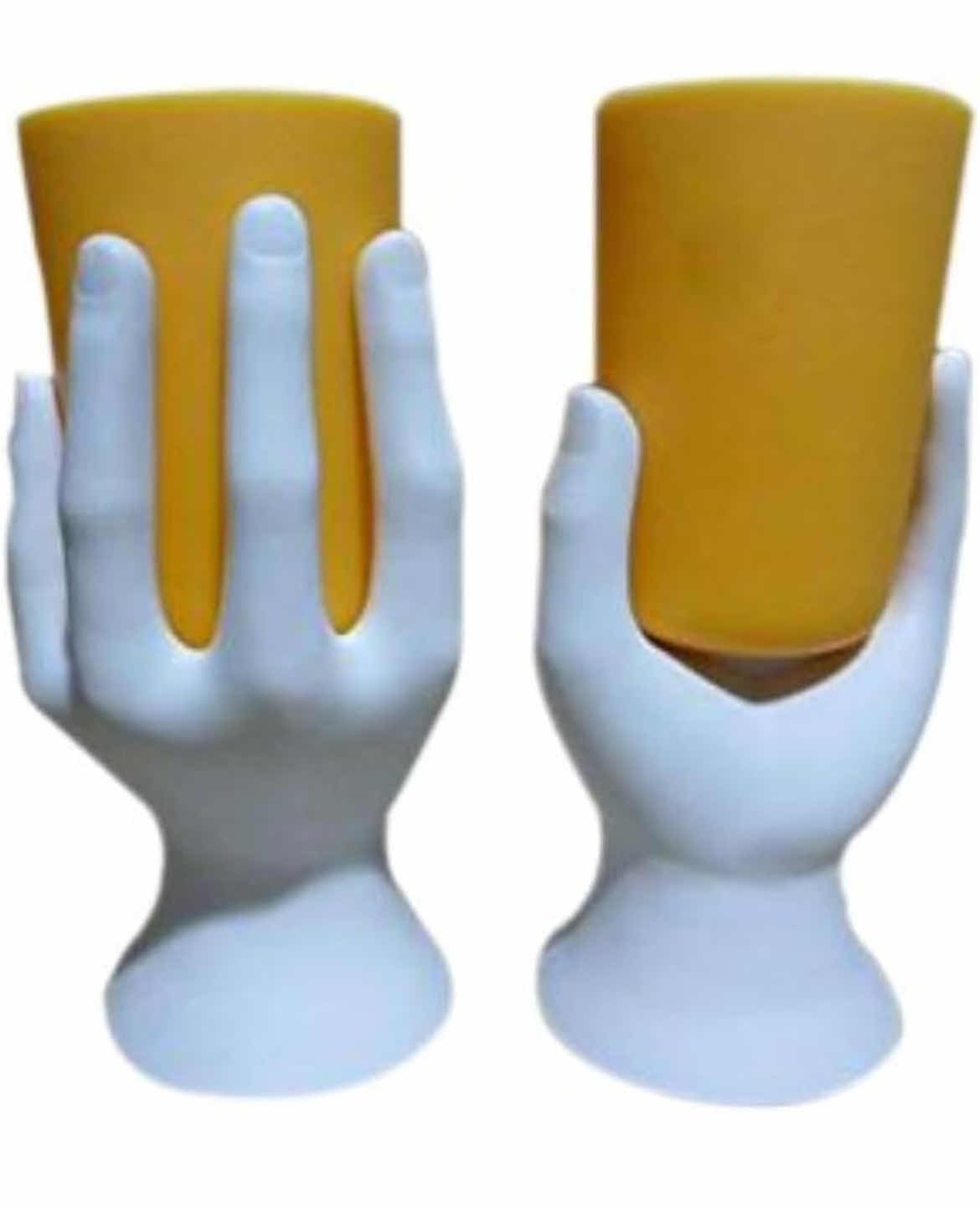 Photo 1 of CASE OF 12 ARAD HAND CUP PEN/PENCIL HOLDER WHITE/YELLOW
