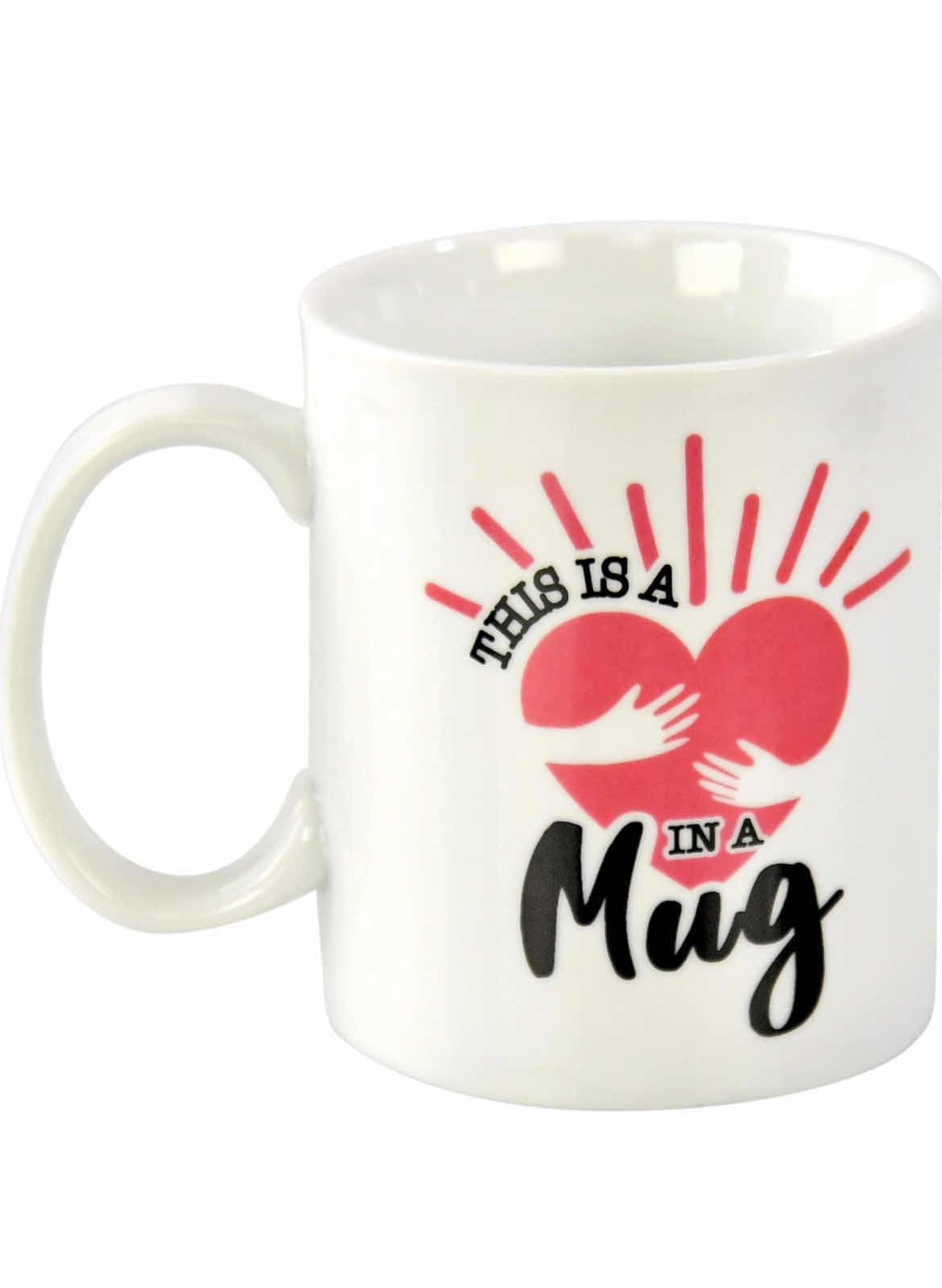 Photo 1 of CASE OF 18 HOME-X “THIS IS A HUG IN A MUG” NOVELTY CERAMIC COFFEE MUG, THOUGHTFUL GIFT FOR TEACHER, FRIEND, OR FAMILY, 3½ D X 3¾ H, 14 OZ CAPACITY, WHITE