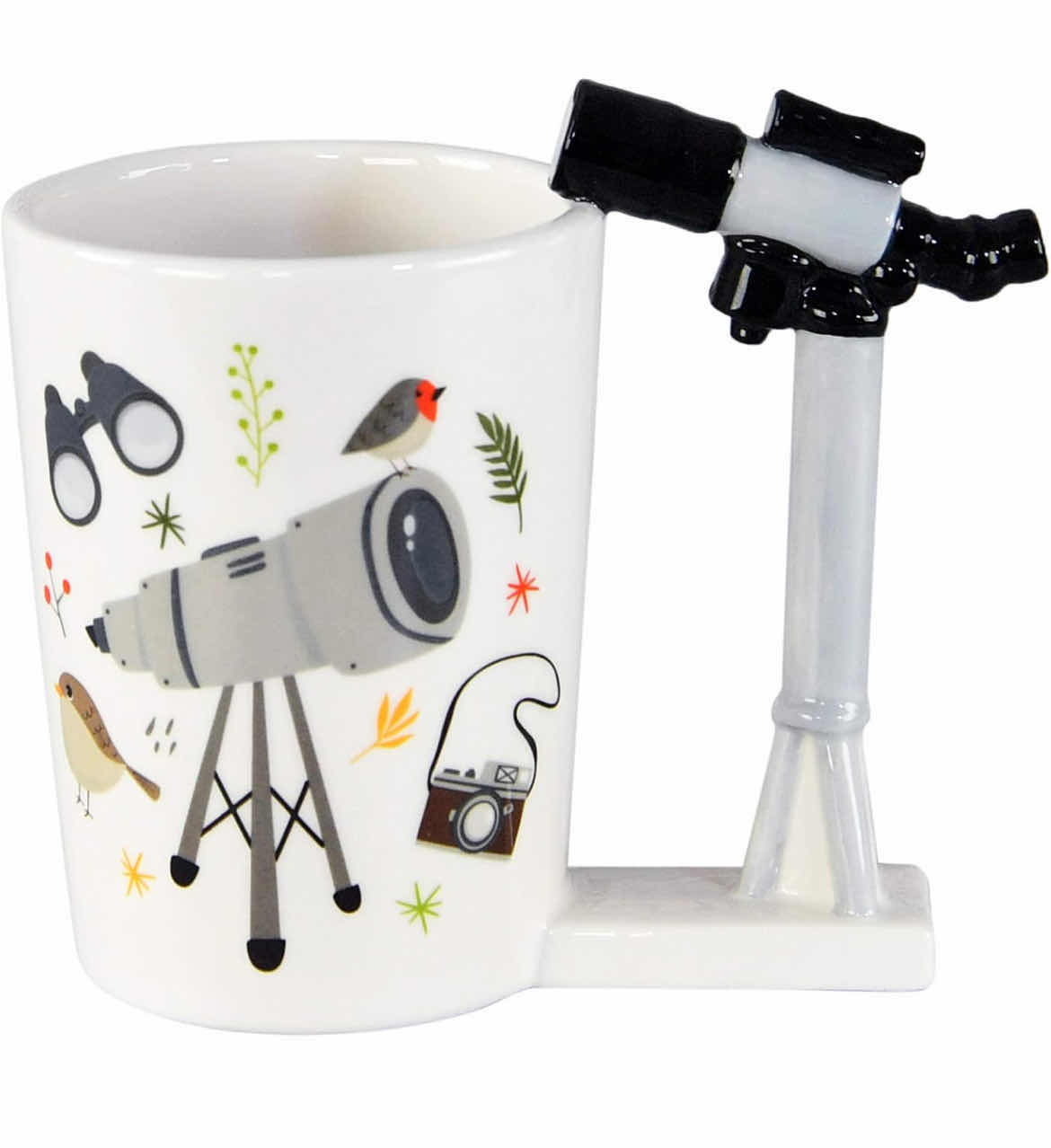 Photo 1 of CASE OF 18 HOME-X BIRD WATCHING NOVELTY COFFEE MUG WITH TELESCOPE HANDLE FOR BIRD LOVERS