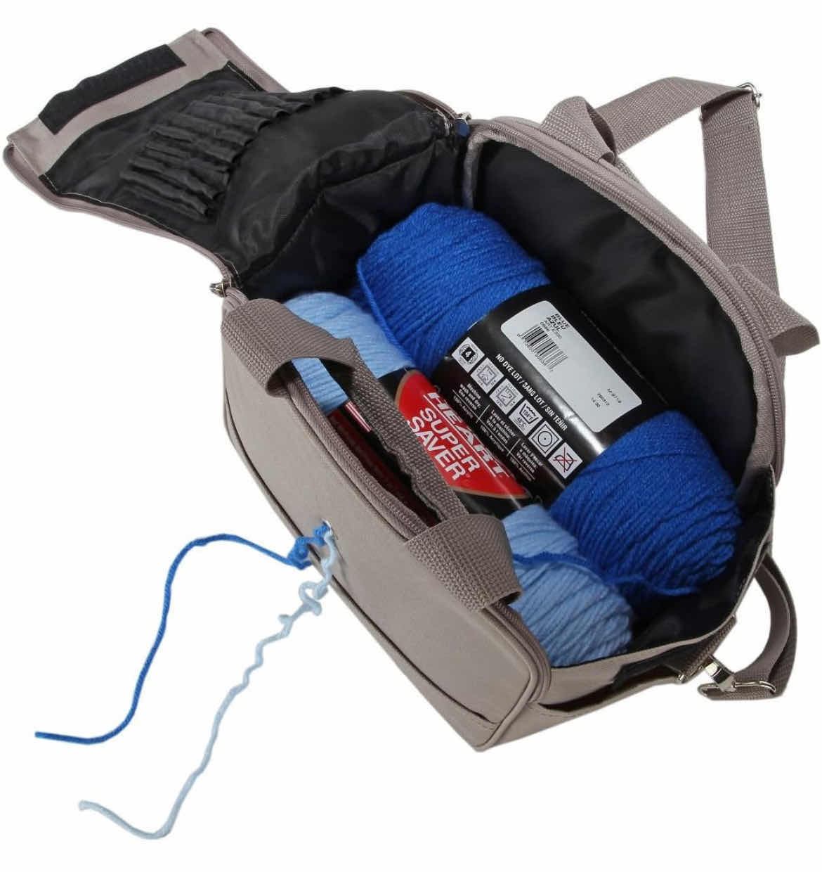 Photo 3 of CASE OF 10 HOME-X PORTABLE CANVAS YARN BAG, FEATURES A HOLE FOR YARN IN USE, GREY