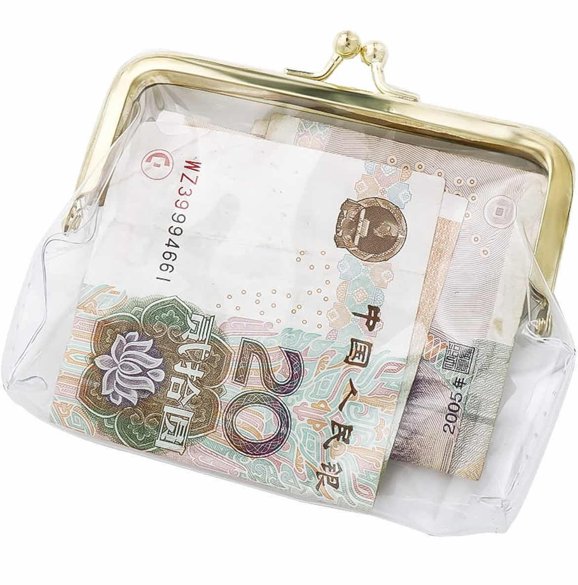 Photo 3 of CASE OF 100 GOLDEN KISS LOCK CHANGE PURSE FOR WOMEN CLEAR/TRANSPARENT CHANGE PURSE PVC CLEAR COIN WALLET