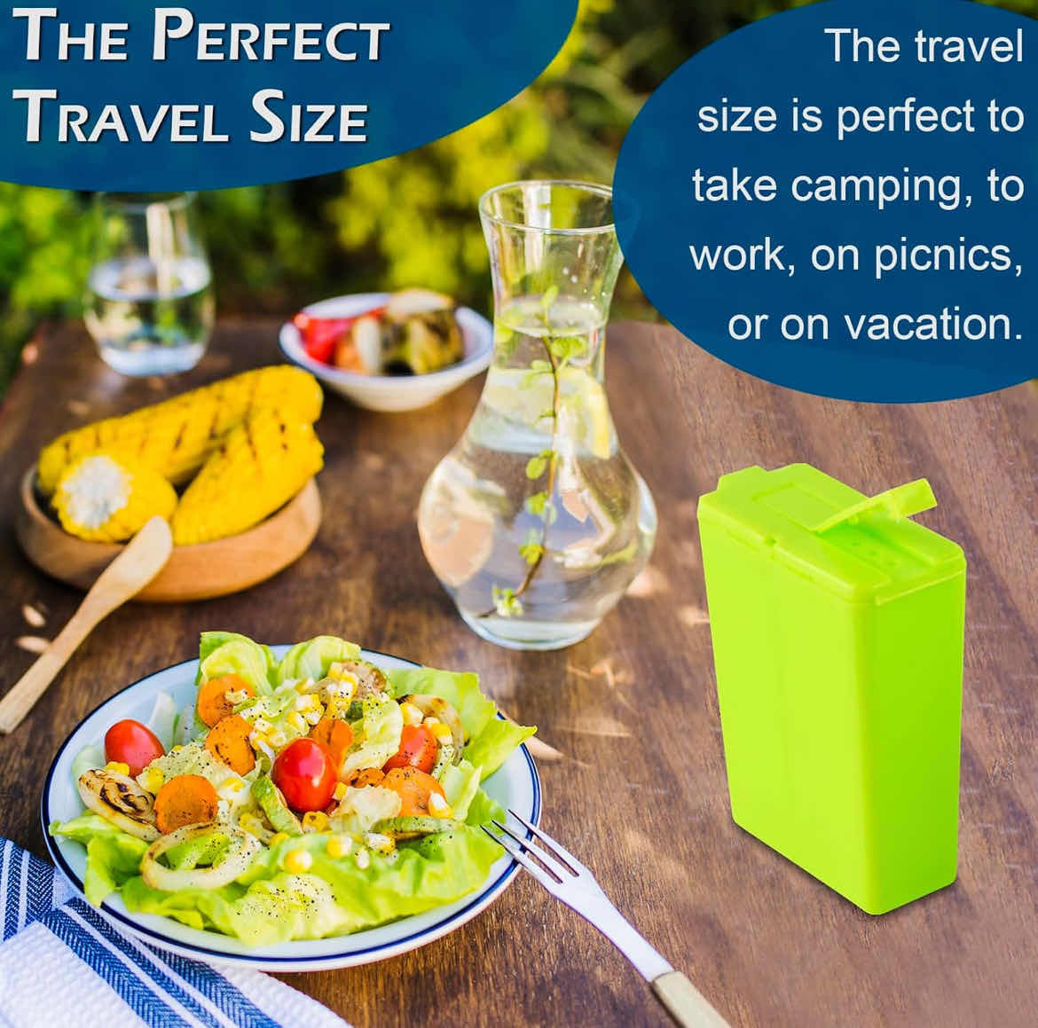 Photo 3 of CASE OF 144 HOME-X MINI SALT AND PEPPER SHAKERS PLASTIC WITH LIDS CAMPING TRAVEL LUNCHBOX SETS OF 2 GREEN