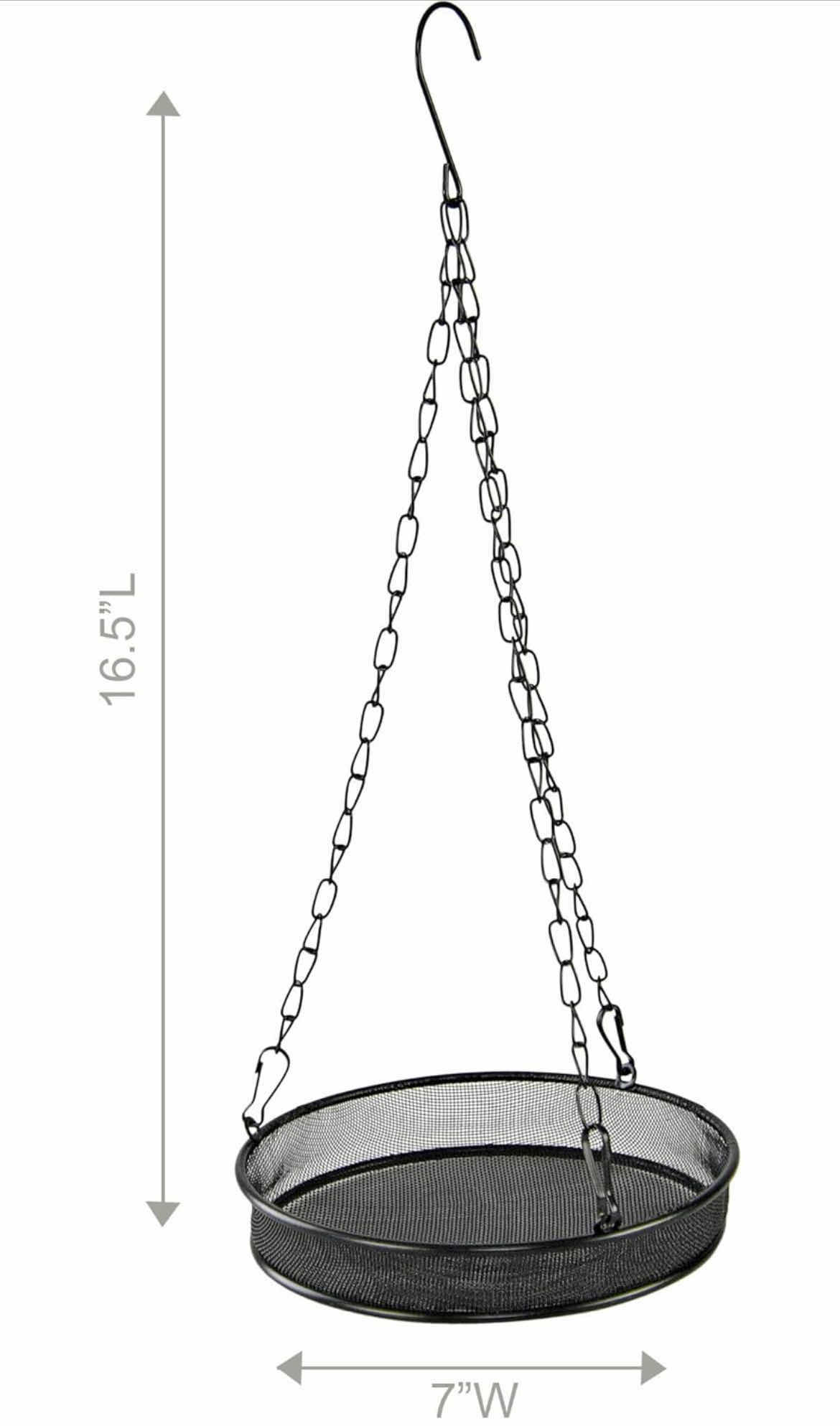 Photo 4 of CASE OF 20 HOME-X ROUND MESH HANGING BIRD FEEDER, EASY-FILL OUTDOOR BIRD FEEDER, SHALLOW OPEN DISH WITH 7-INCH DIAMETER, 16 1/2" L X 7" W X 1" H, BLACK