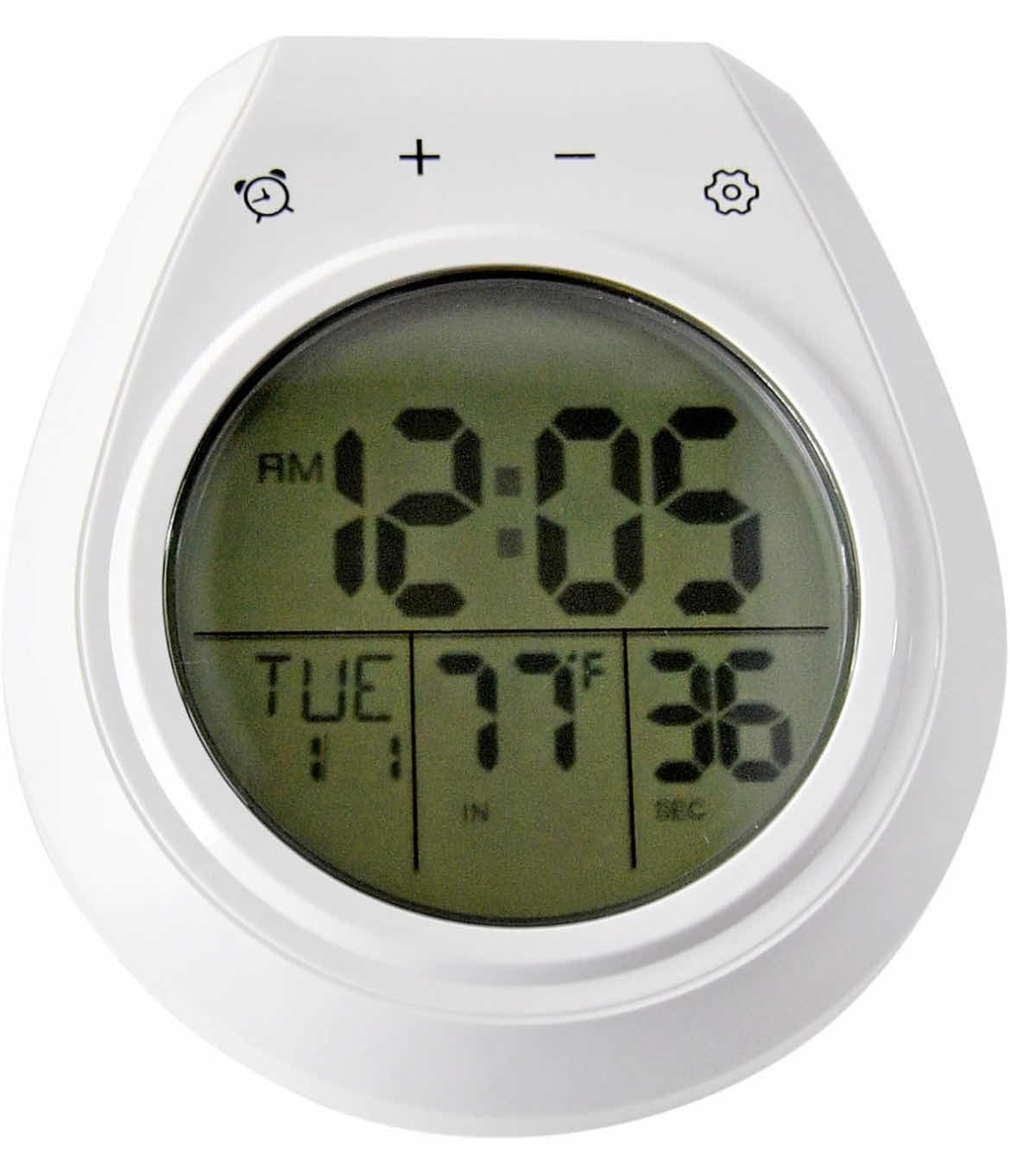 Photo 1 of CASE OF 36 HOME-X MULTIFUNCTION DIGITAL BATHROOM CLOCK THERMOMETER DATE TIMER SUCTION CUP OR HANG 5 ½ " L x 4 1/2" W x 1 ¾ " H, WHITE