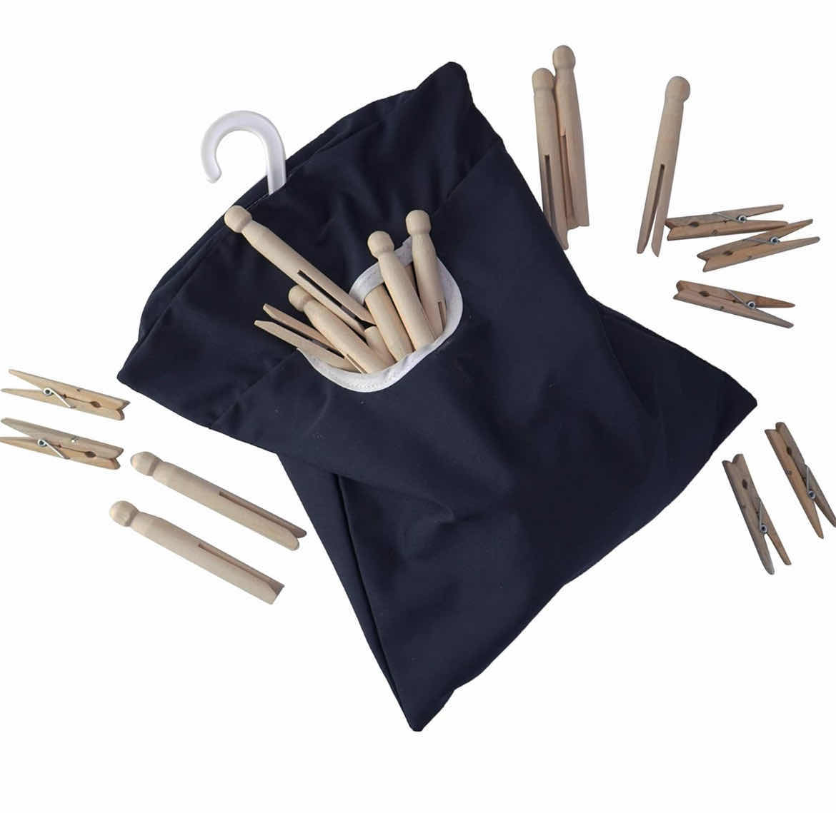 Photo 1 of CASE OF 100 HOME-X CANVAS CLOTHES PIN BAG LAUNDRY CLOTHES PIN HOLDER WITH HANGING HOOK