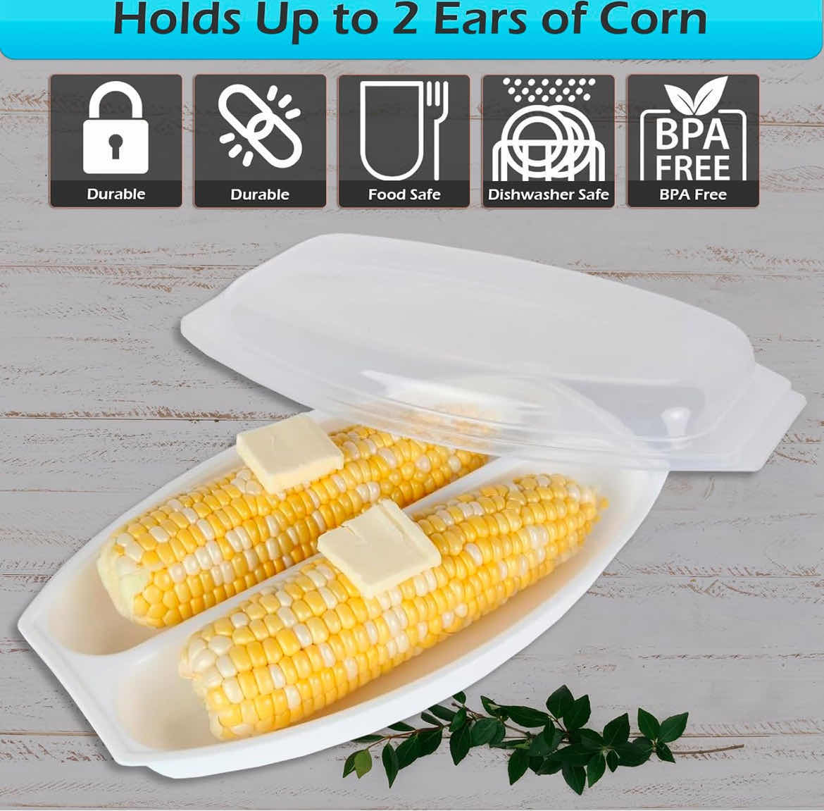 Photo 4 of CASE OF 48 HOME-X - MICROWAVE CORN STEAMER WITH LID, AIRTIGHT LID STEAMS FOR DELICIOUS AND PERFECTLY COOKED CORN ON THE COB IN MINUTES