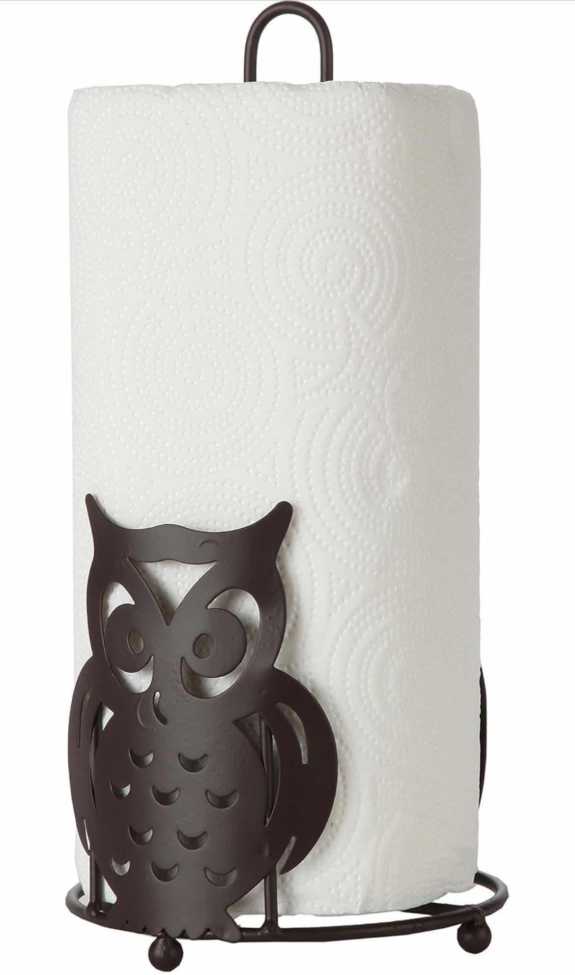 Photo 1 of CASE OF 9 HOME-X OWL PAPER TOWEL HOLDER COUNTERTOP DISPENSER FOR KITCHEN & BATHROOM, BRONZE, MATTE BLACK METAL STAND, RUSTIC FARMHOUSE DECOR, UNIQUE & FUN DESIGN, STURDY & DURABLE