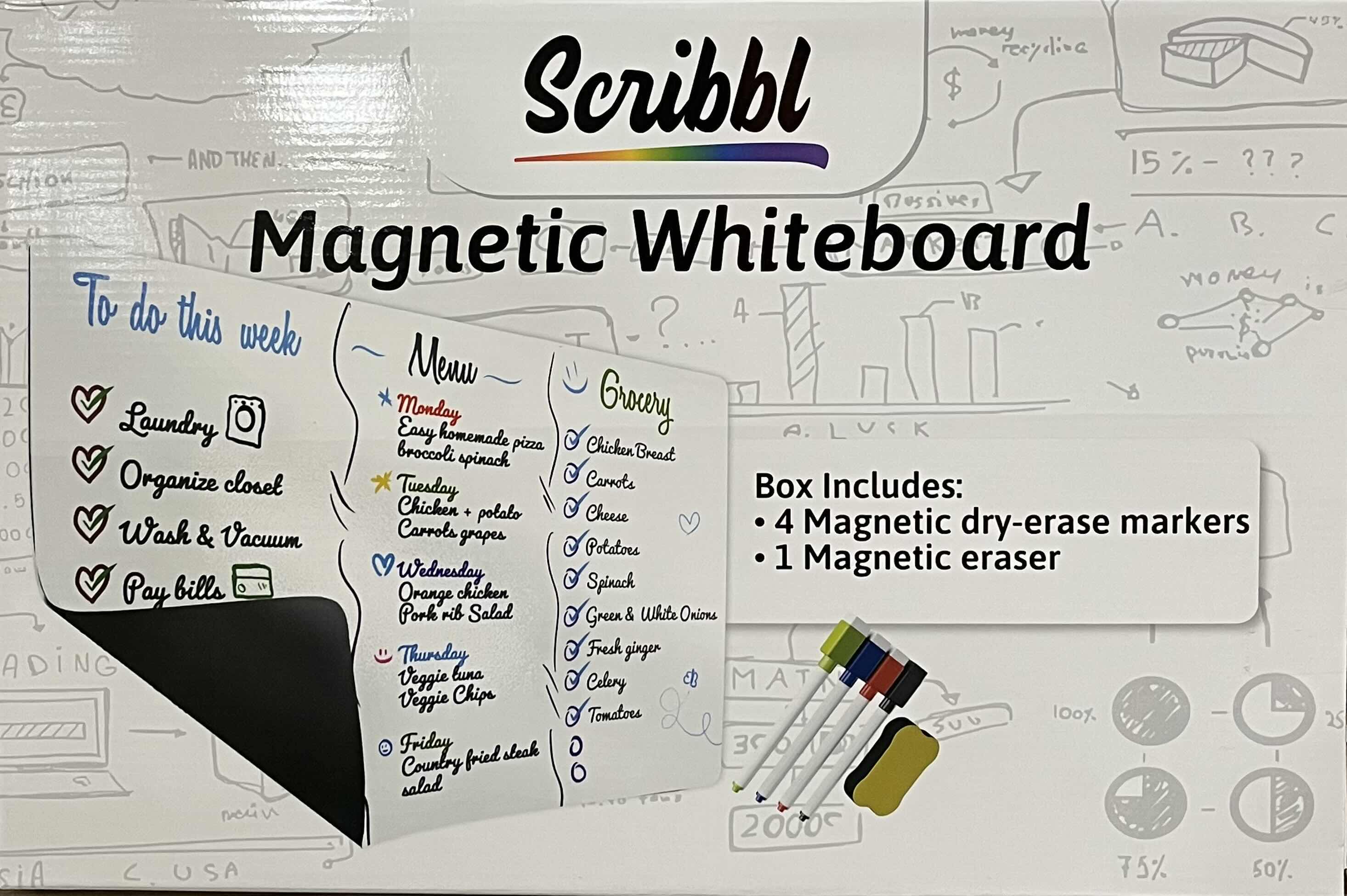 Photo 2 of CASE OF 20 SCRIBBL BLANK WHITE MAGNETIC DRY ERASE BOARD 17" X 11.5" WITH MARKERS & ERASER