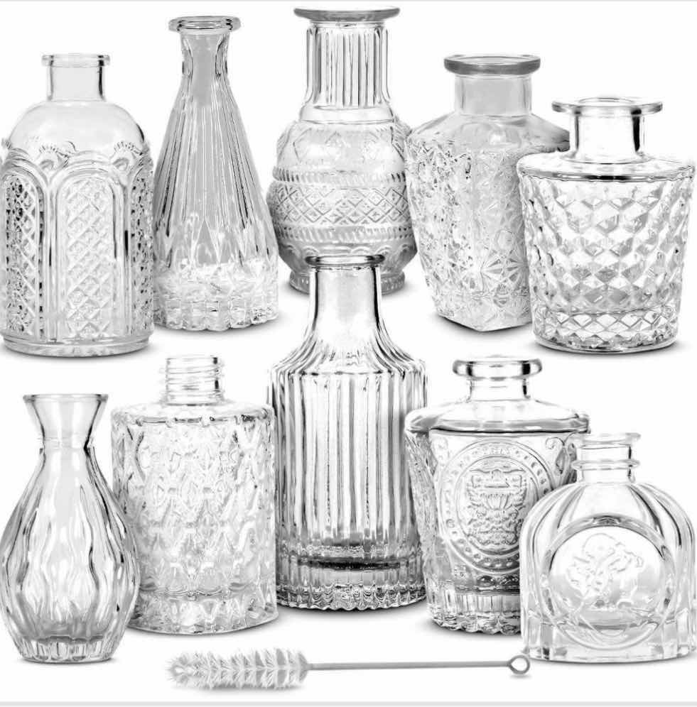 Photo 1 of CASE OF 4 ADORA HOMES VINTAGE RUSTIC STYLE CENTERPIECE SMALL BUD DECORATIVE VASES (SETS OF 10)