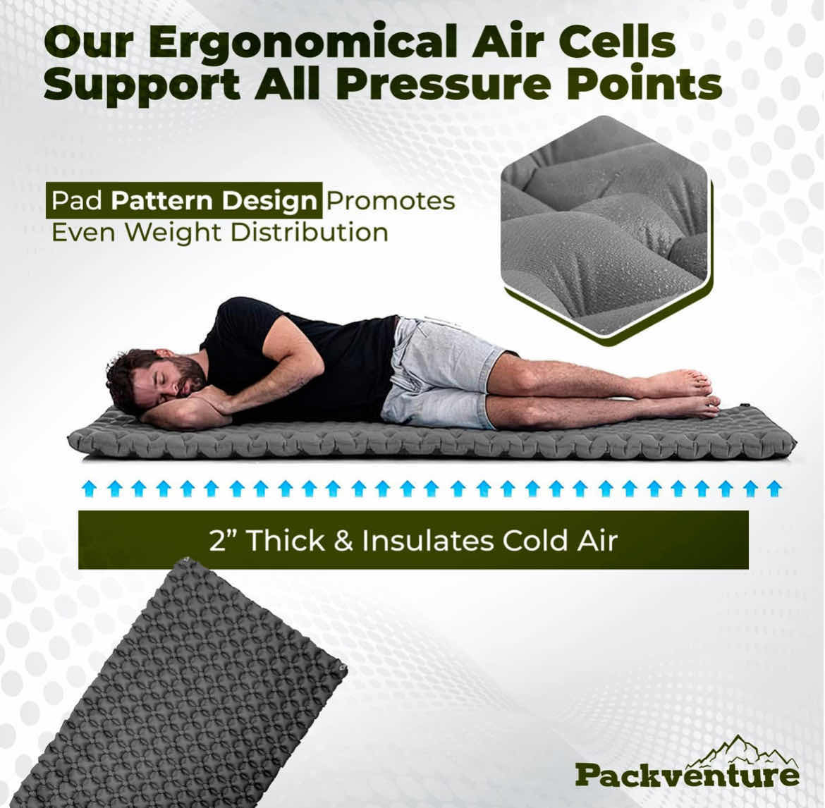 Photo 4 of PACK VENTURE 2 PERSON WATERPROOF INFLATABLE CAMPING SLEEPING MATS W BAG & REPAIR KITS