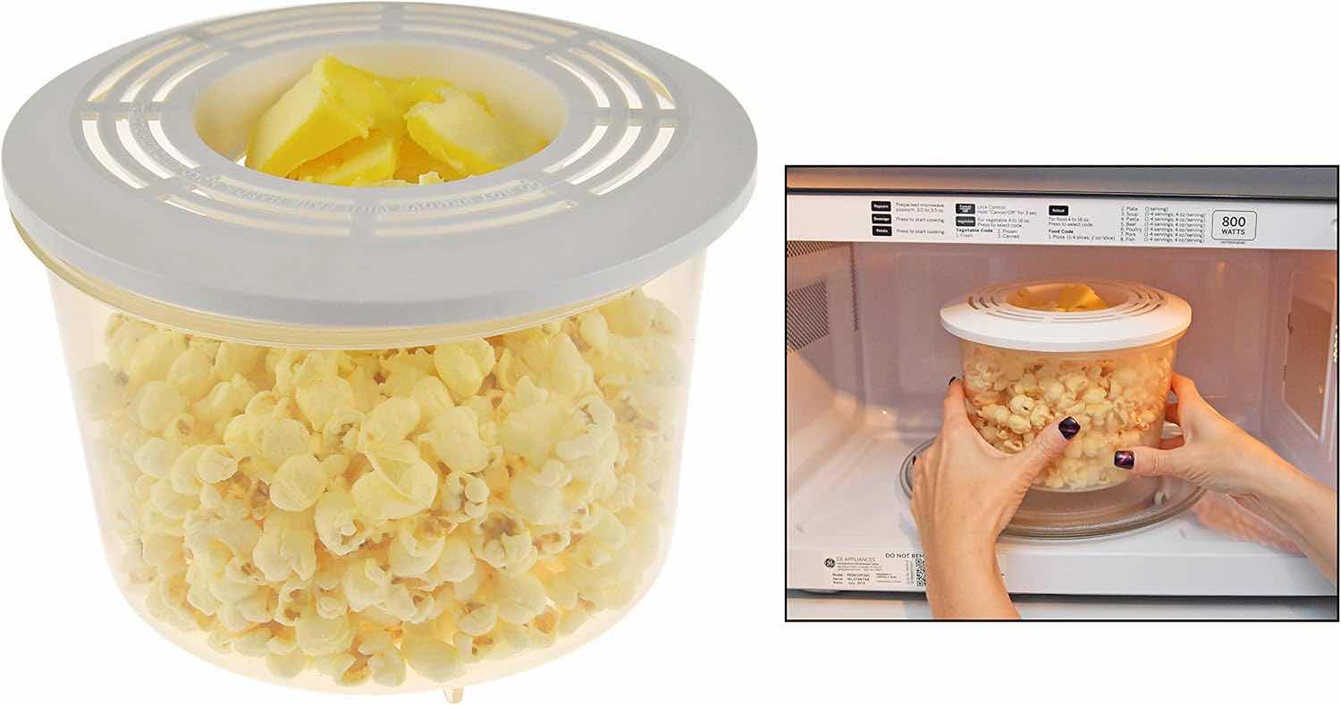 Photo 2 of CASE OF 12 HOME-X SELF BUTTERING MICROWAVE POPCORN POPPER WITH LID BPA FREE DISHWASHER SAFE