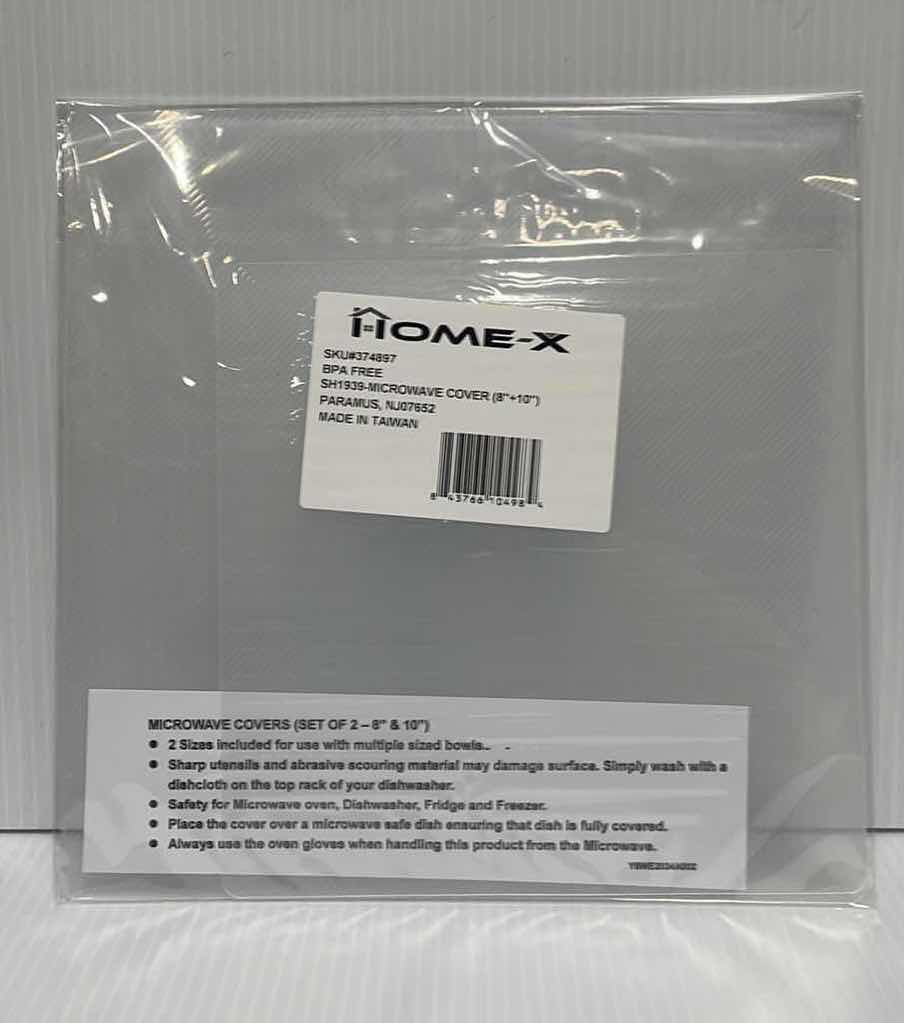 Photo 1 of CASE OF 144 HOME-X FLAT MICROWAVE COVER/SPLATTER GUARD SET OF 2  1-8” & 1-10”