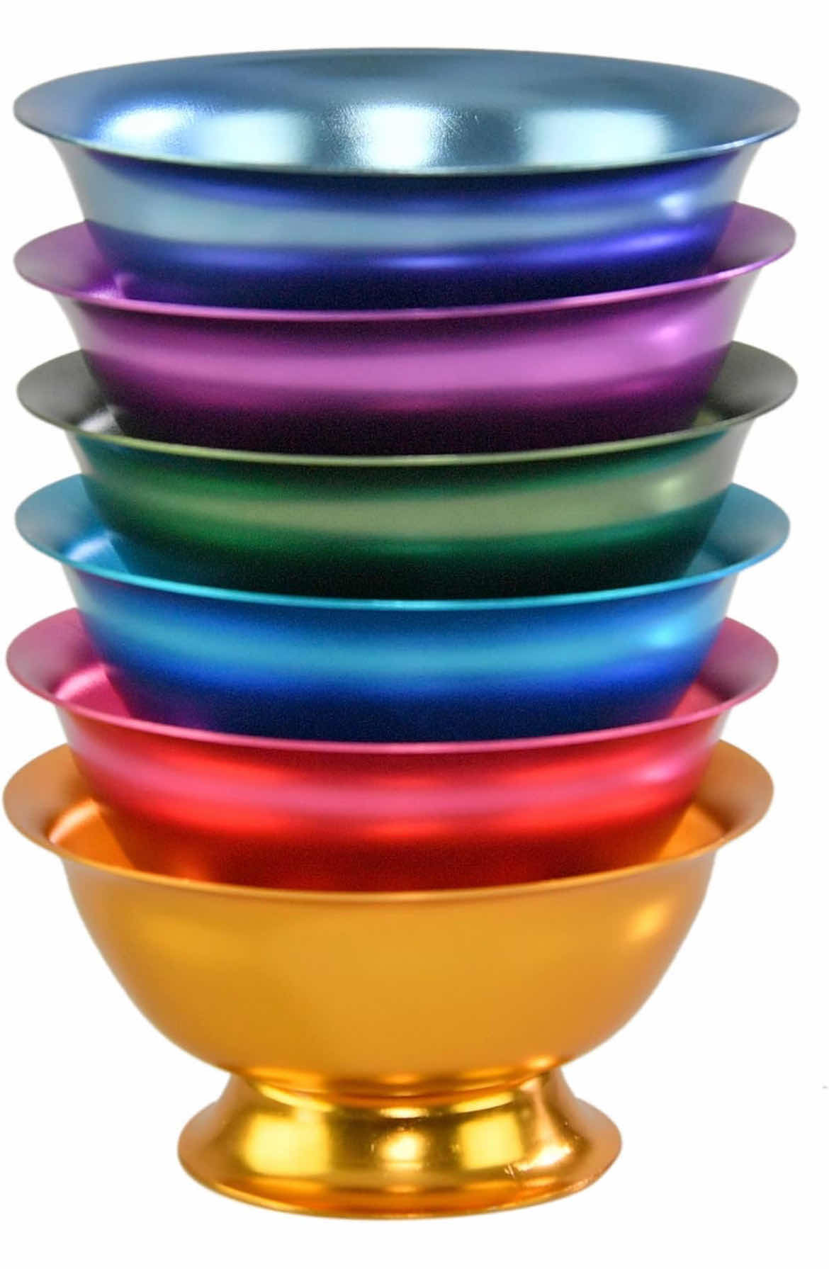 Photo 3 of CASE OF 18 SETS HOME-X COLORFUL ALUMINUM BOWLS, SERVING DISHES, ASSORTED COLORS, SET OF 6 – 4 ½” D X 2”