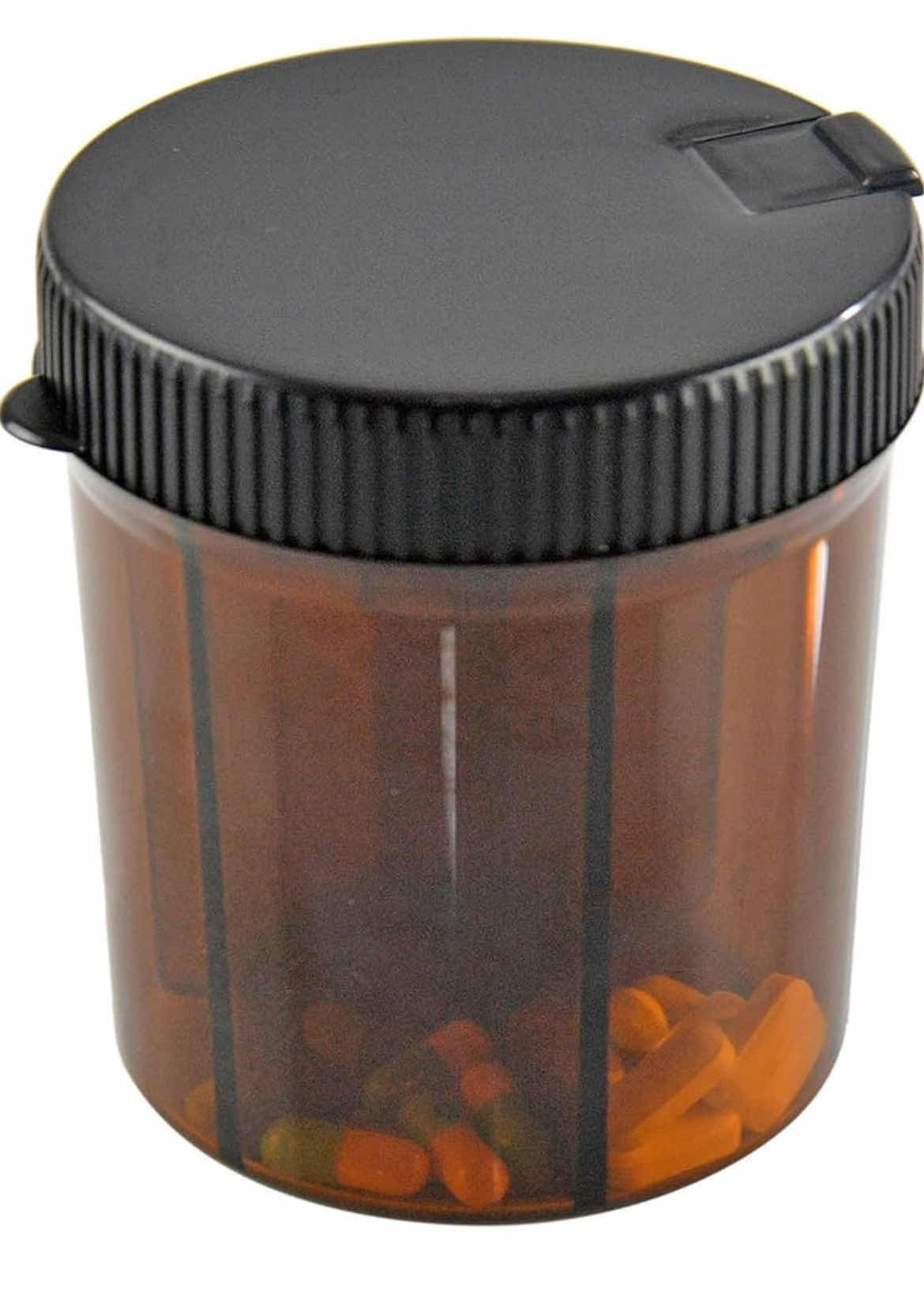 Photo 1 of CASE OF 54 HOME-X 6-SECTION PILL DISPENSER LARGE VITAMIN MEDICINE ORGANIZER WITH SUNLIGHT PROTECTION SUPPLEMENTS TRAVEL FRIENDLY BLACK