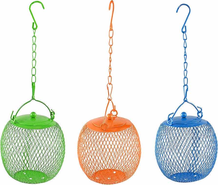 Photo 1 of NEW HOME-X MULTI-COLOR IRON MESH BIRD FEEDER HANGING BALLS (SET OF 3) 4.75” X H11.75”