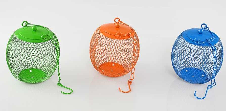 Photo 2 of NEW HOME-X MULTI-COLOR IRON MESH BIRD FEEDER HANGING BALLS (SET OF 3) 4.75” X H11.75”