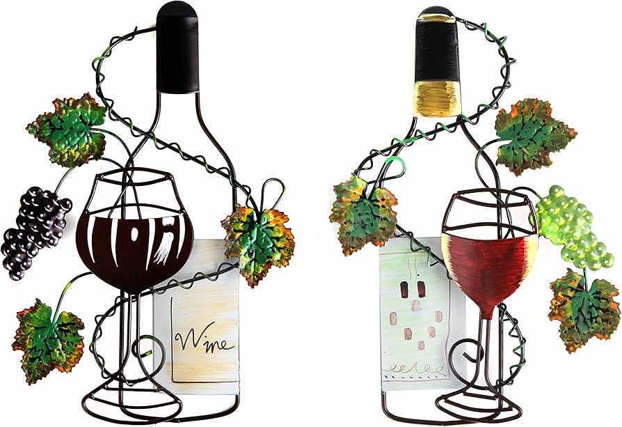 Photo 1 of NEW ARAD FARMHOUSE RUSTIC METAL HAND PAINTED RED & WHITE WINE WALL ARTWORK DECOR (SET OF 2)