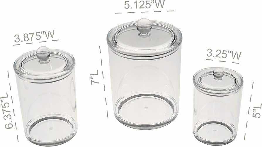 Photo 3 of NEW HOME-X CLEAR ACRYLIC APOTHECARY JARS W LIDS (SET OF 3)