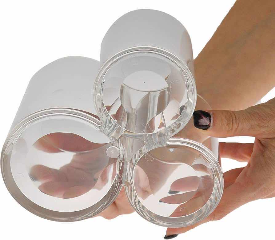 Photo 3 of NEW ARAD CLEAR ACRYLIC 1 PIECE 3 COMPARTMENTS APOTHECARY CONTAINER W LIDS 5.3” X 5.5” H6.1” (BOX OF 18 SETS)